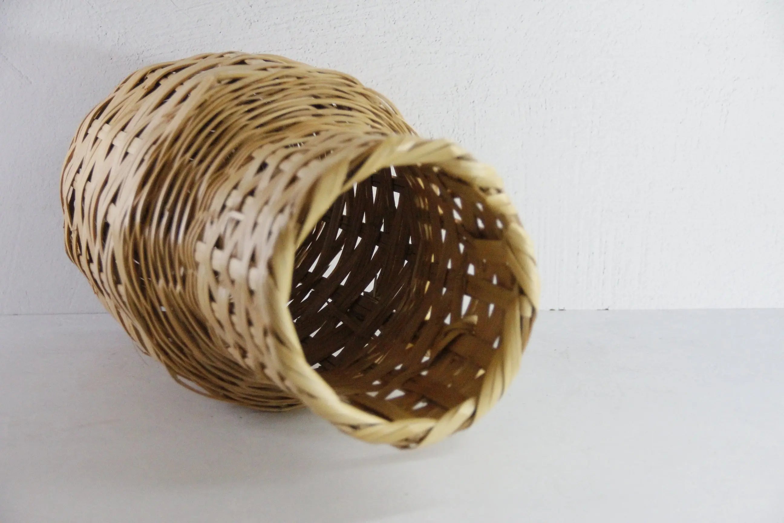 Vintage Woven Floor Vase | 1960s Tall Umbrella Basket  Debra Hall Lifestyle