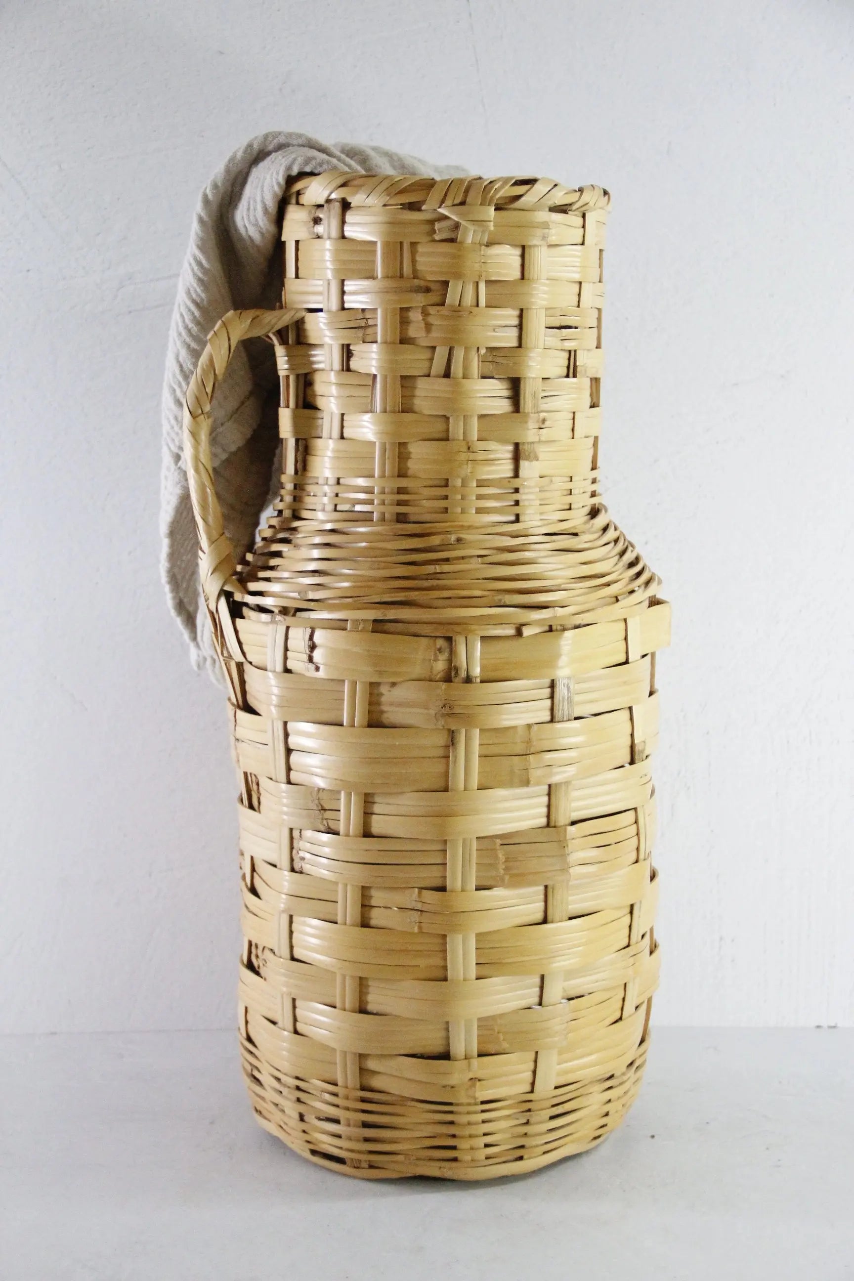 Vintage Woven Floor Vase | 1960s Tall Umbrella Basket  Debra Hall Lifestyle