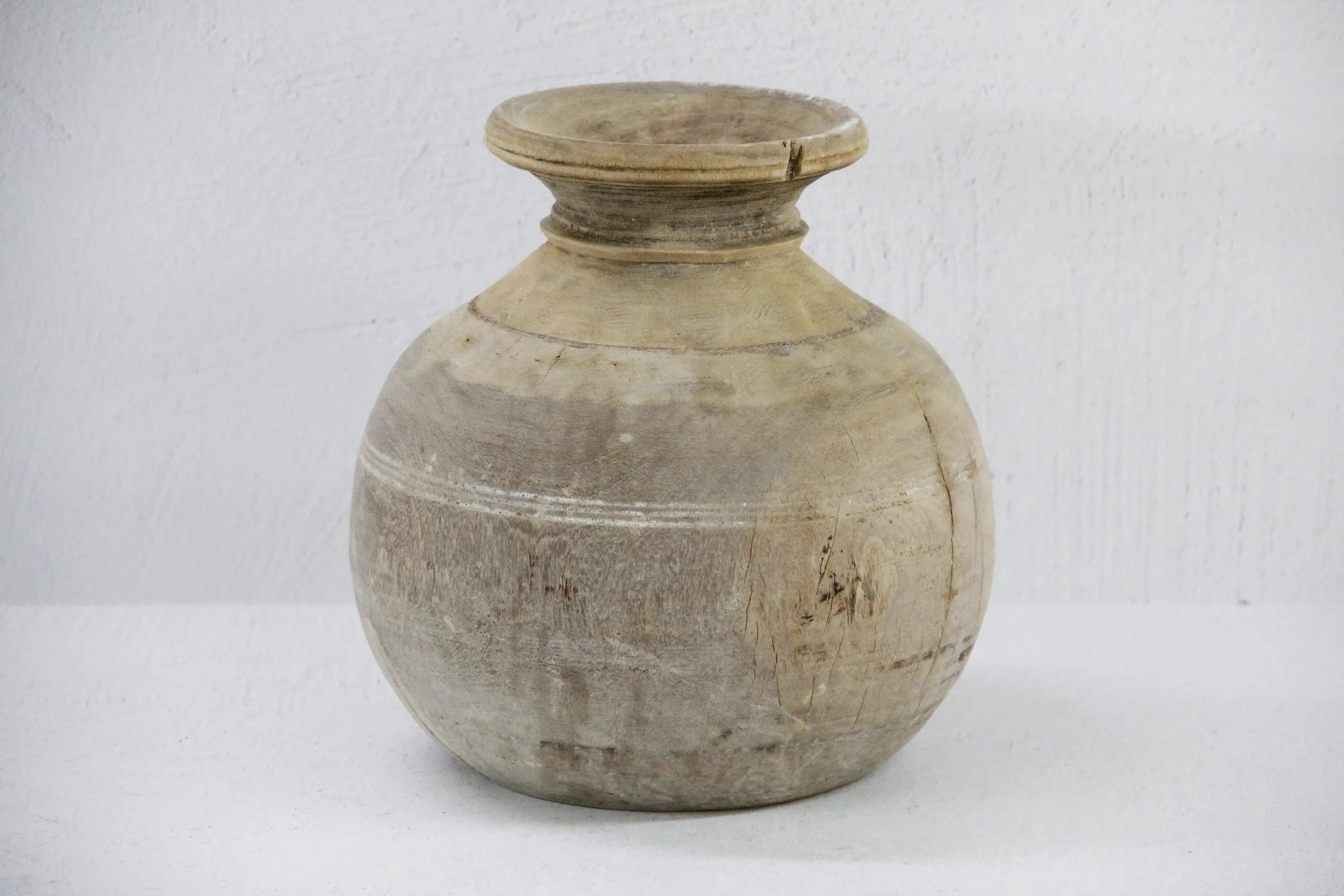 Wabi-Sabi Vase | Hand Carved Antique Wooden Vessel  Debra Hall Lifestyle