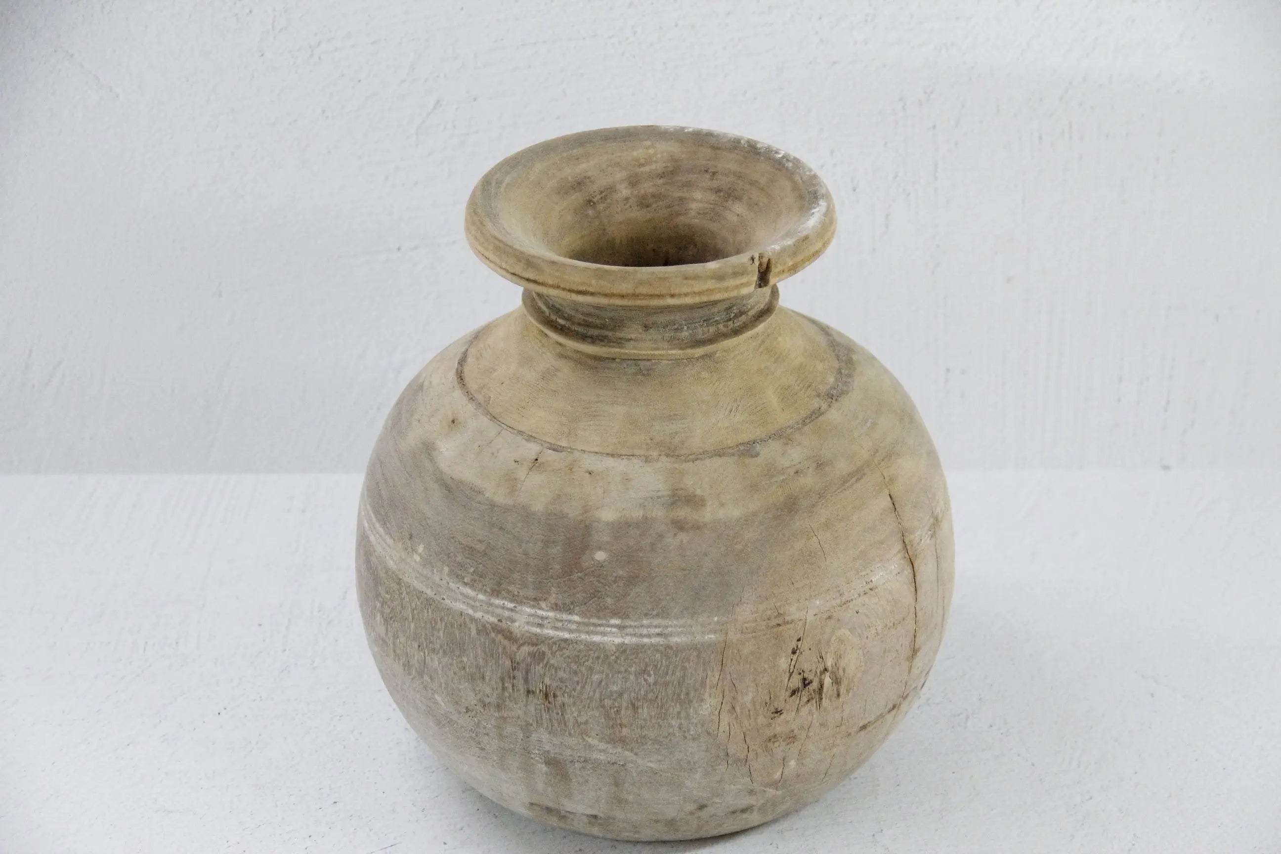 Wabi-Sabi Vase | Hand Carved Antique Wooden Vessel  Debra Hall Lifestyle