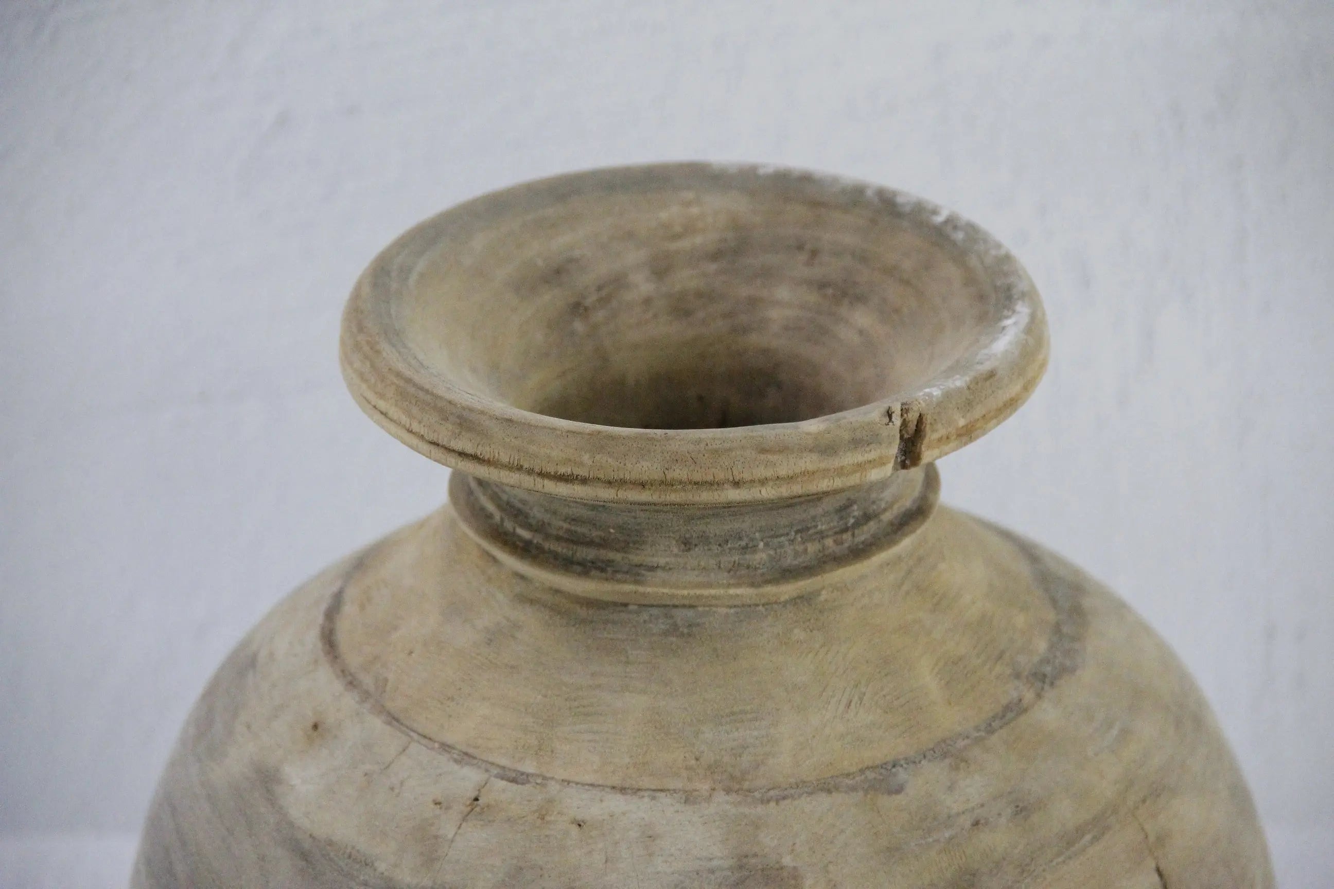 Wabi-Sabi Vase | Hand Carved Antique Wooden Vessel  Debra Hall Lifestyle