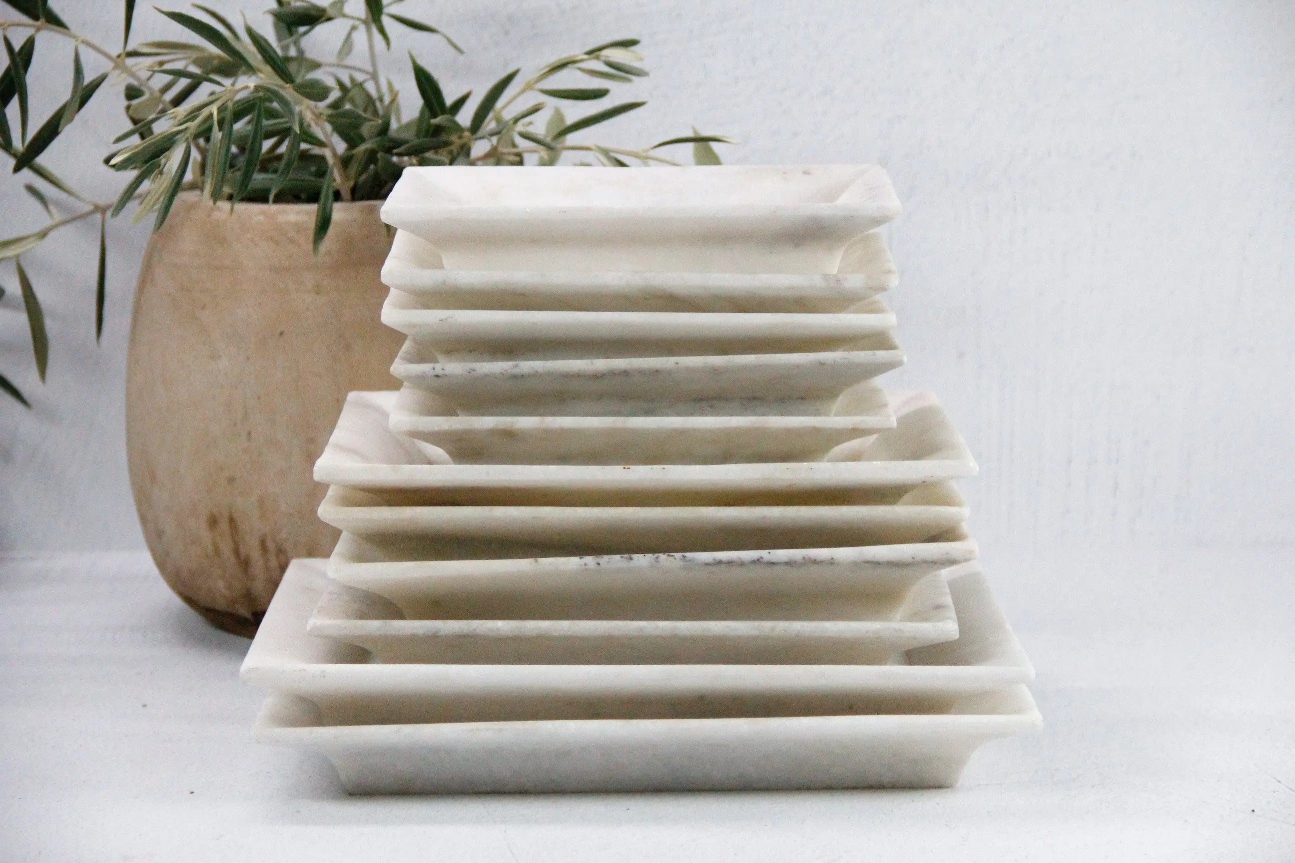 White Marble Tray | Hand Carved Assorted  Debra Hall Lifestyle