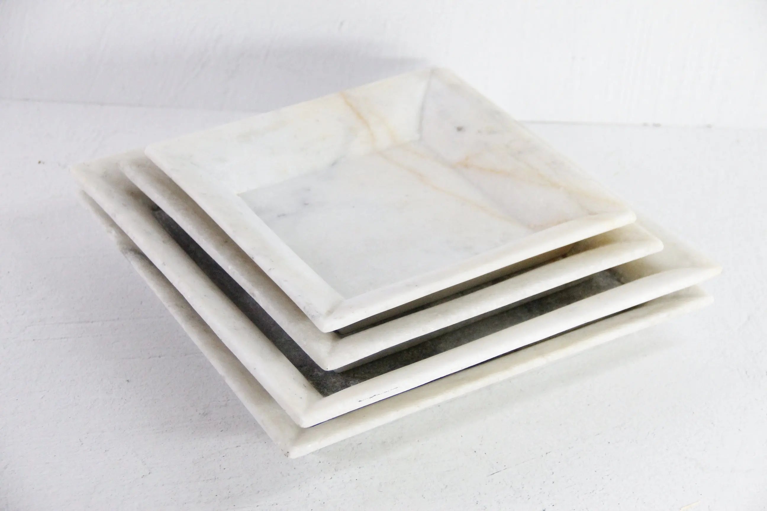 White Marble Tray | Hand Carved Honed Stone Assorted  Debra Hall Lifestyle