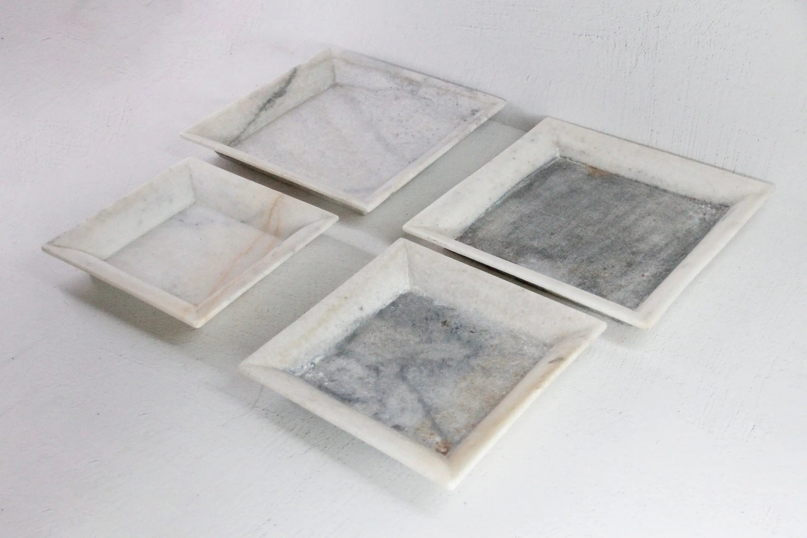 White Marble Tray | Hand Carved Honed Stone Assorted  Debra Hall Lifestyle