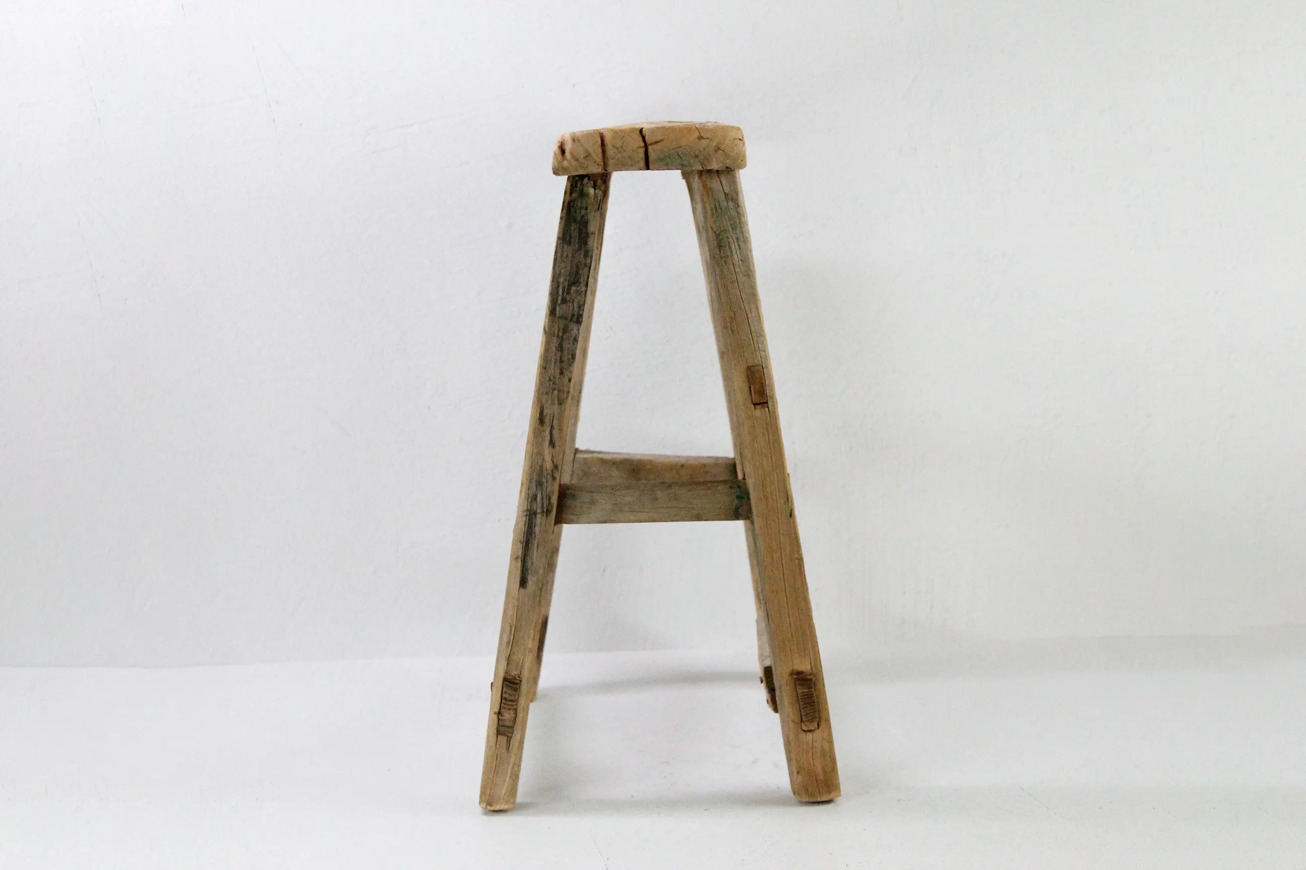 Wood Stool Vintage - Timeless Rustic Elm Side Table – Debra Hall