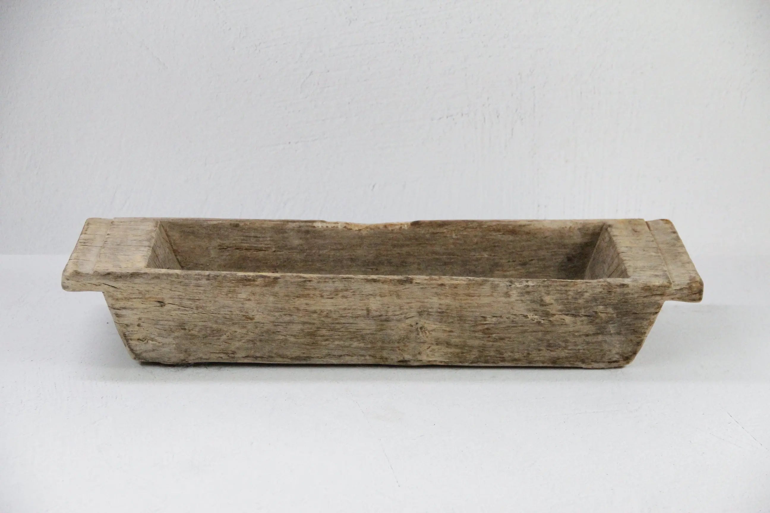 Wood Trough Planter | Antique Elm Hand Carved Vessel  Debra Hall Lifestyle