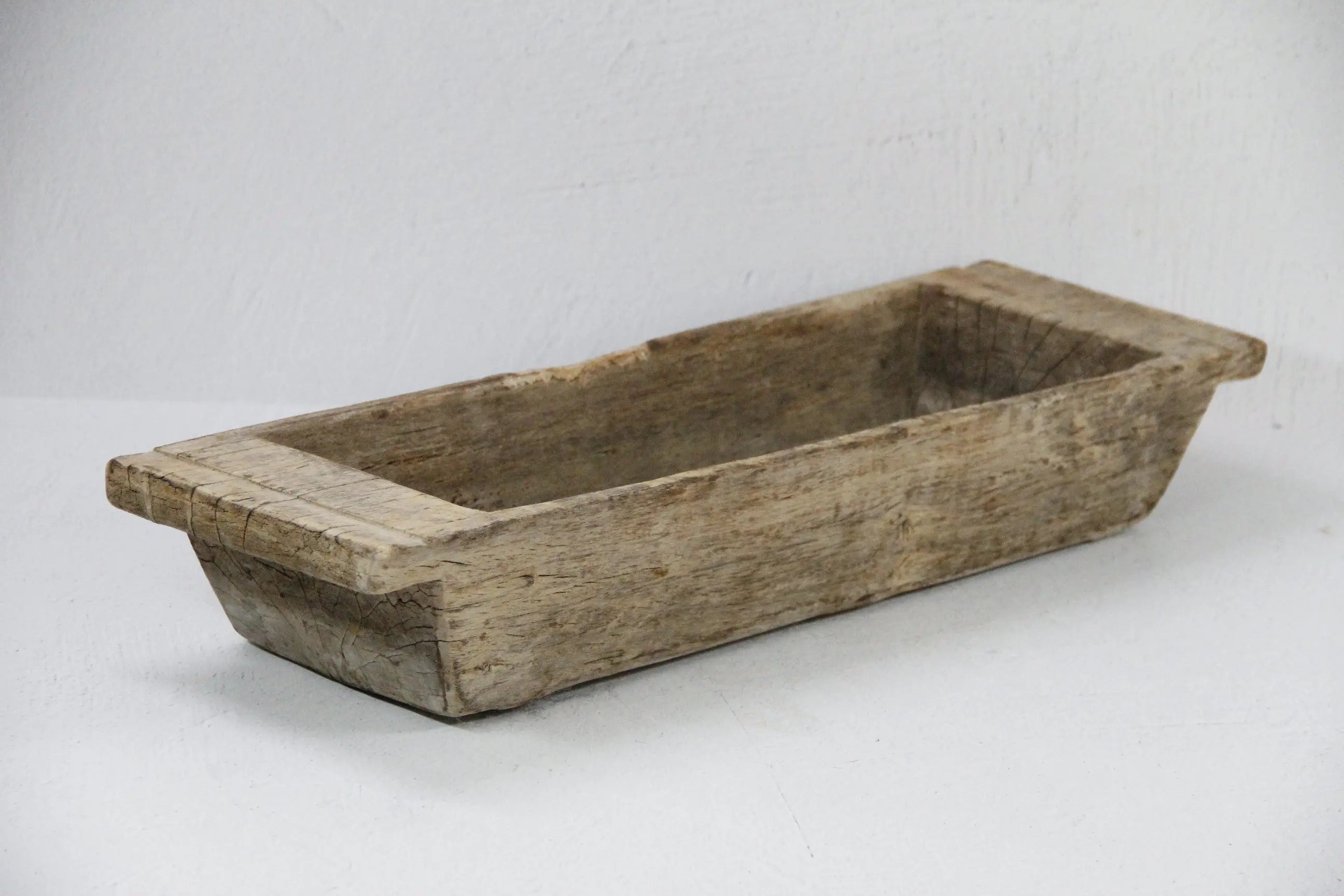 Wood Trough Planter | Antique Elm Hand Carved Vessel  Debra Hall Lifestyle