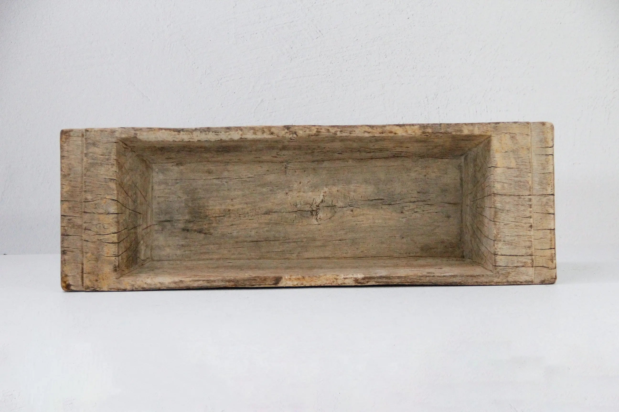 Wood Trough Planter | Antique Elm Hand Carved Vessel  Debra Hall Lifestyle