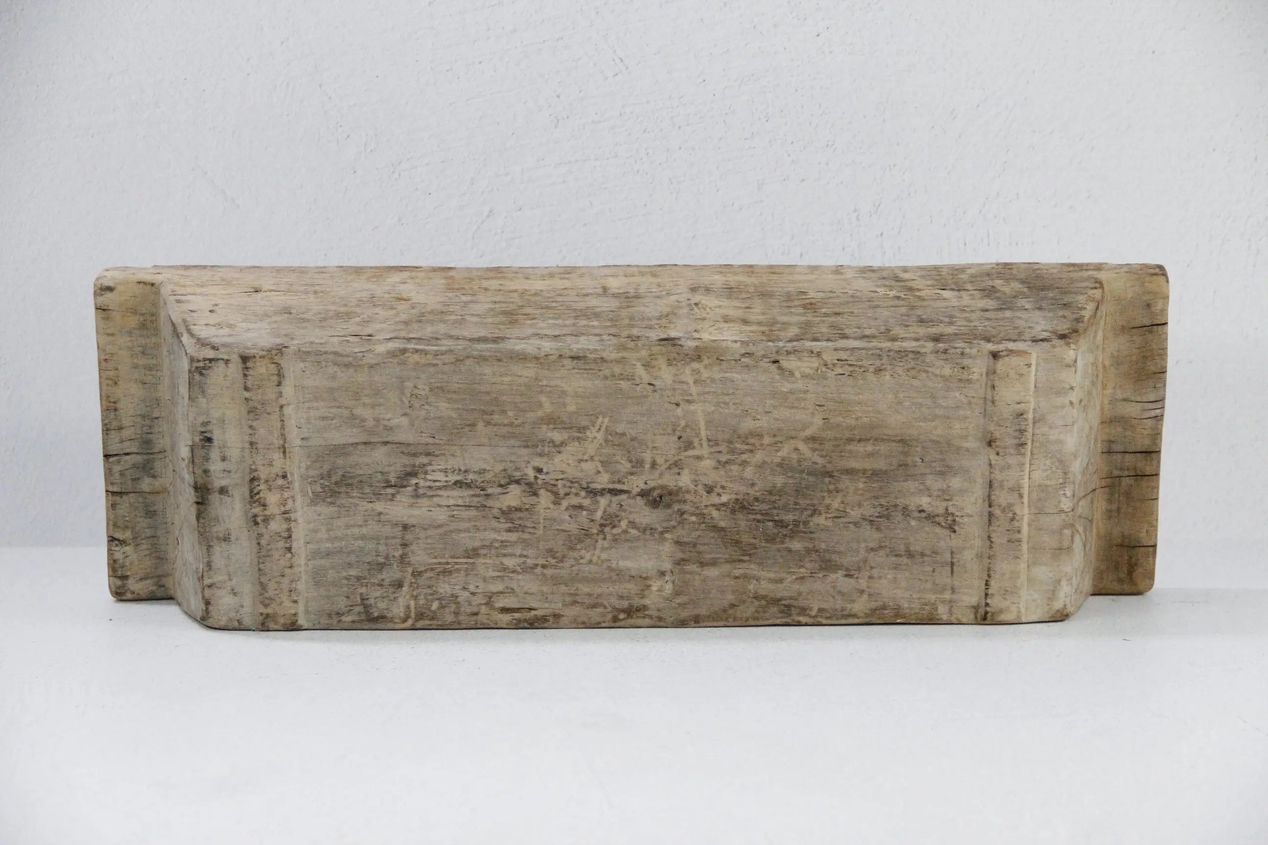 Wood Trough Planter | Antique Elm Hand Carved Vessel  Debra Hall Lifestyle