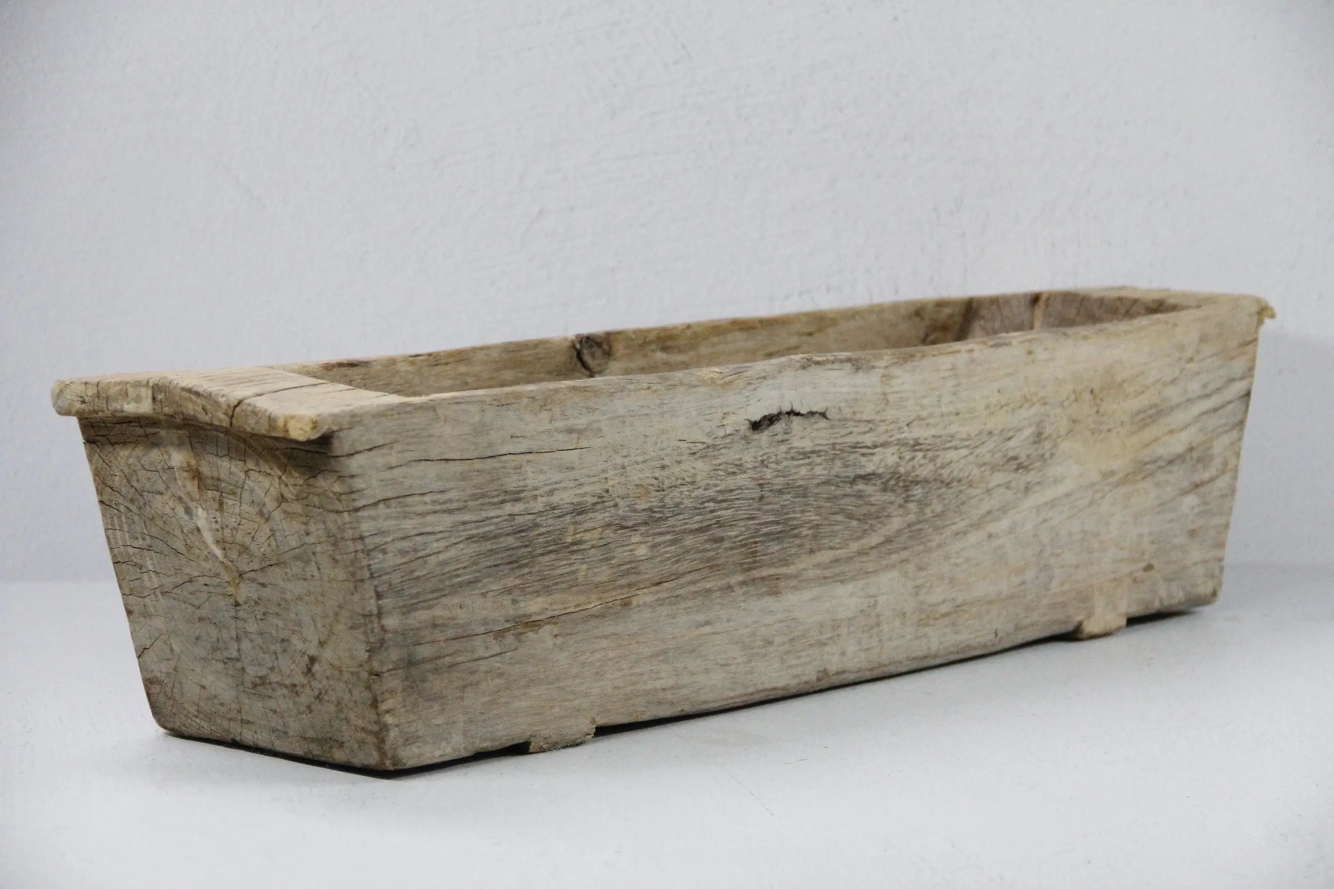 Wood Trough Planter | Large Antique Elm Carved Vessel  Debra Hall Lifestyle