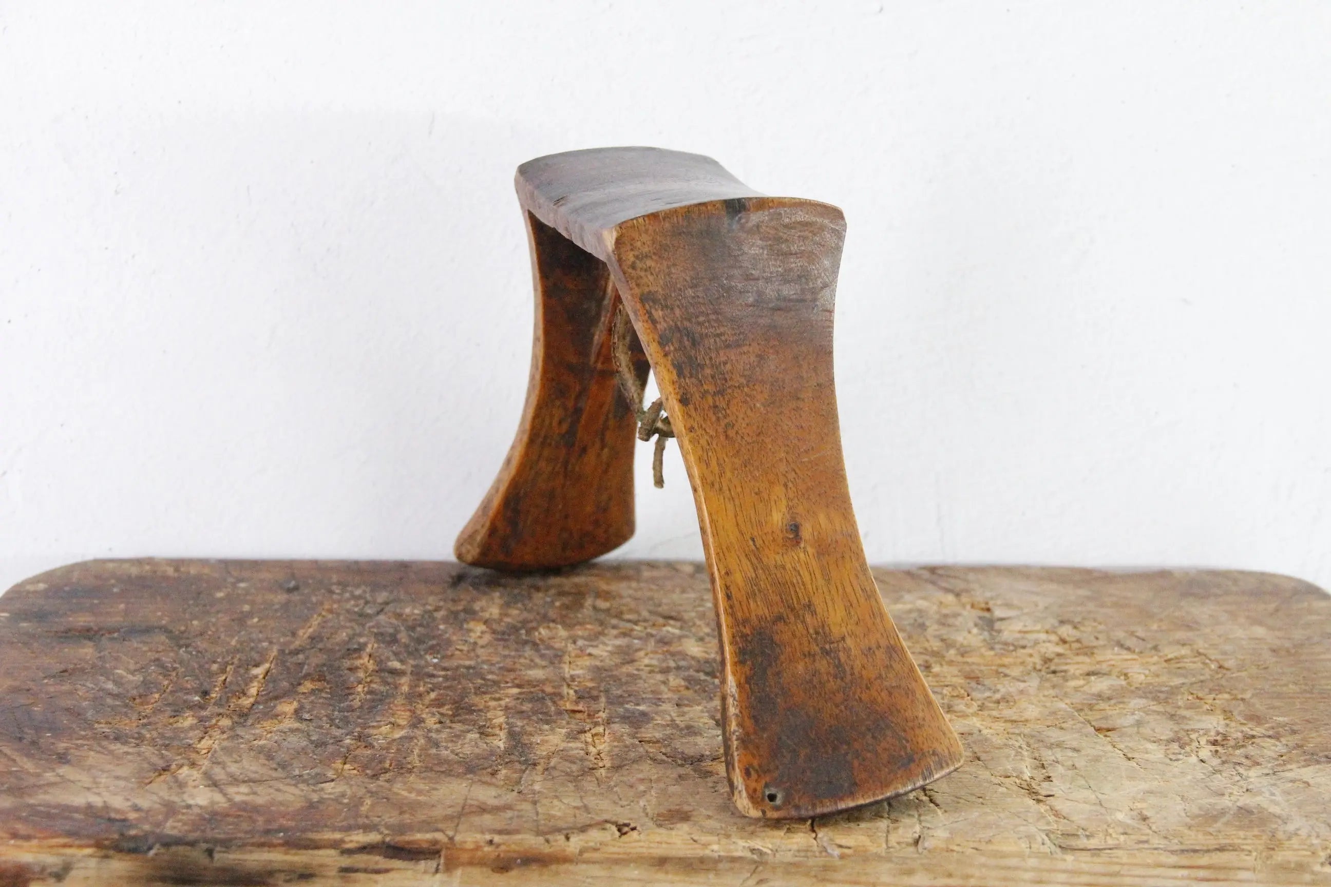 Wooden Headrest Antique Hand Carved African Sculpture