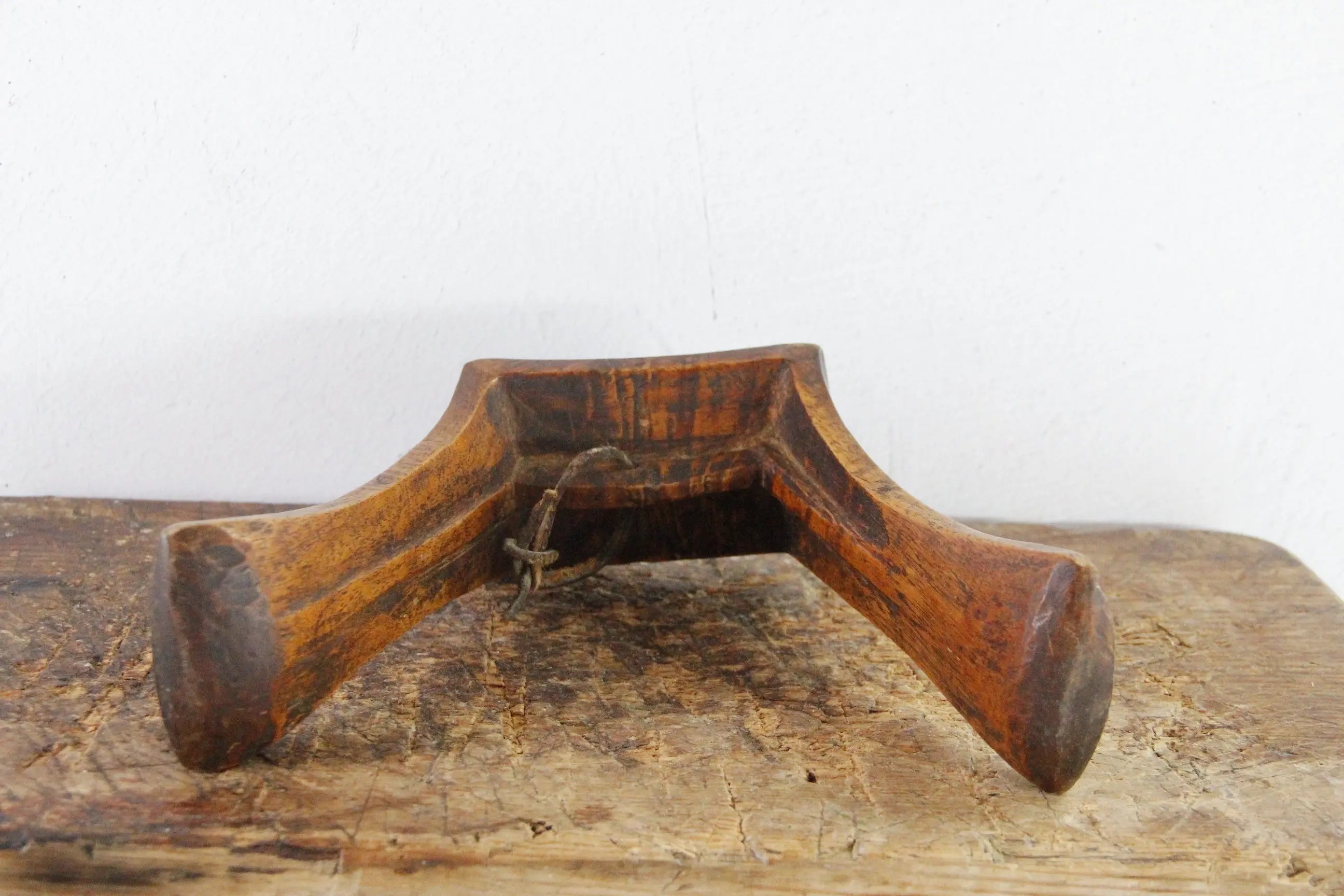 Wooden Headrest Antique Hand Carved African Sculpture