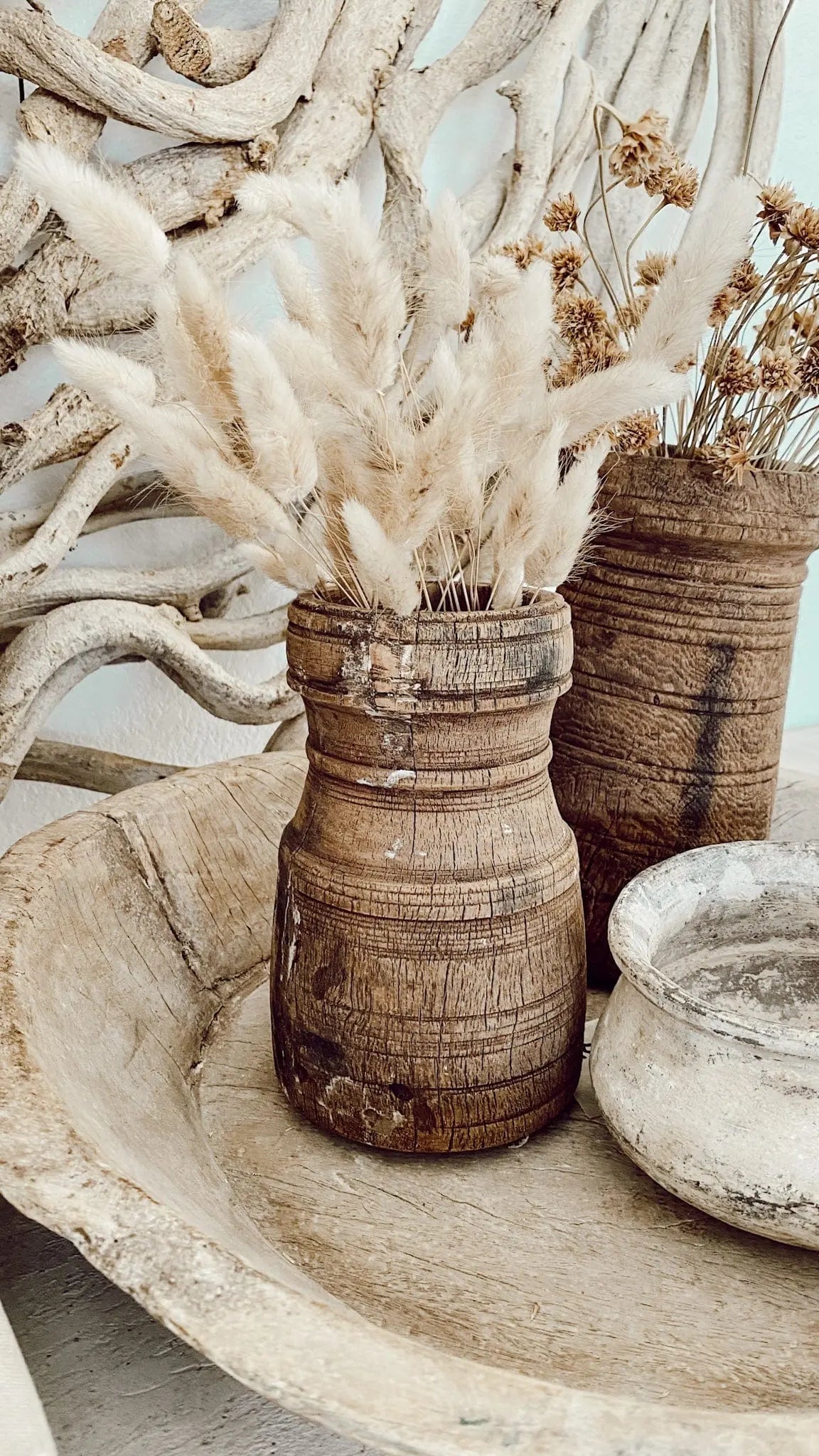 Wooden Jug | Antique Hand Carved Vase | India  Debra Hall Lifestyle