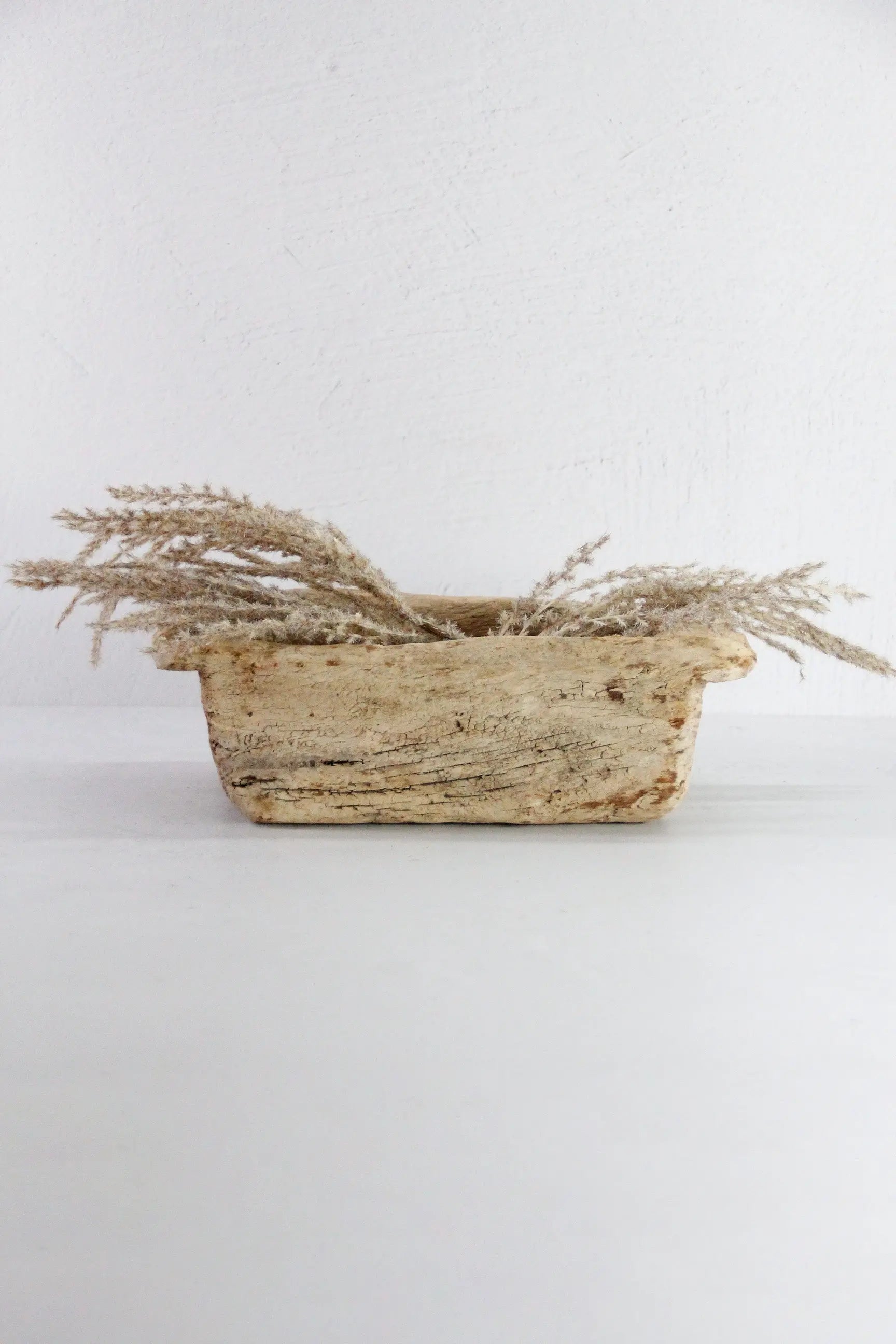 Wooden Trough | Antique Elm Hand Carved Small Vessel  Debra Hall Lifestyle