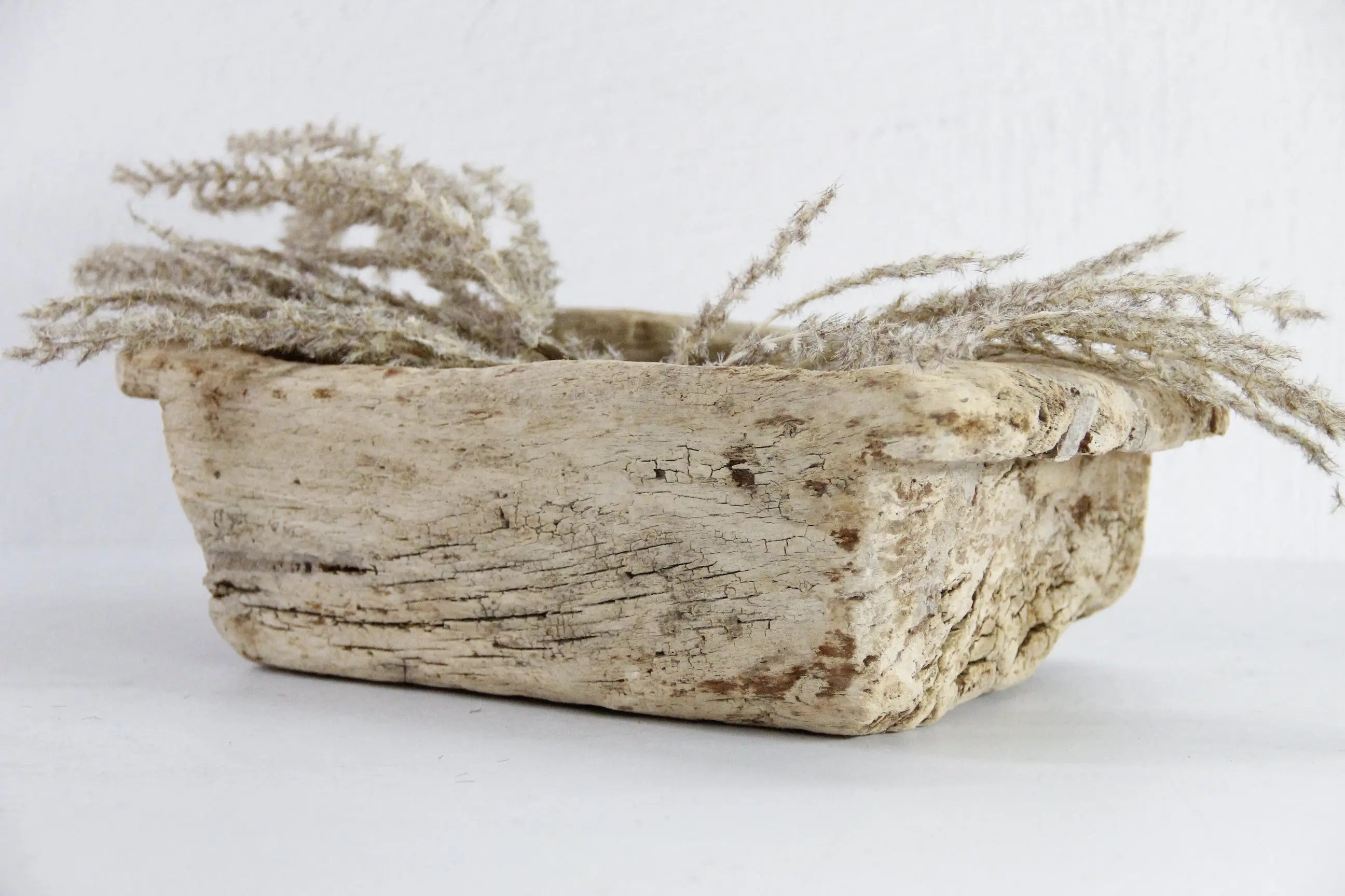 Wooden Trough | Antique Elm Hand Carved Small Vessel  Debra Hall Lifestyle