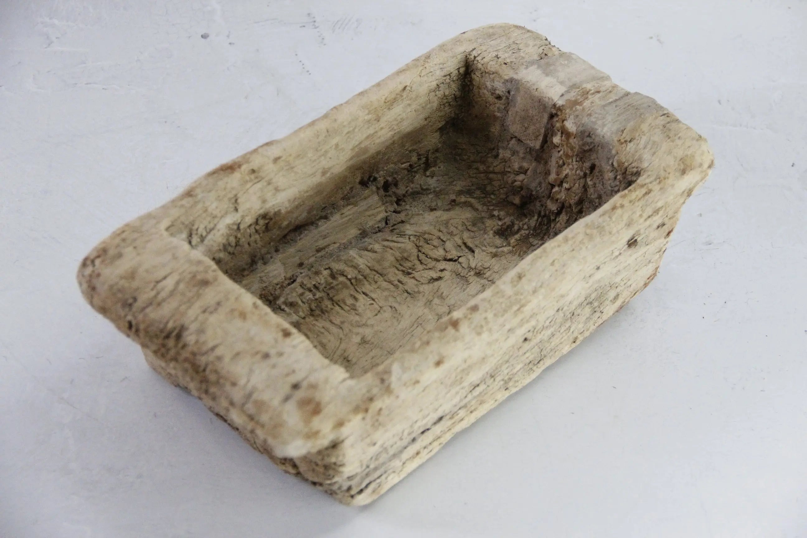 Wooden Trough | Antique Elm Hand Carved Small Vessel  Debra Hall Lifestyle