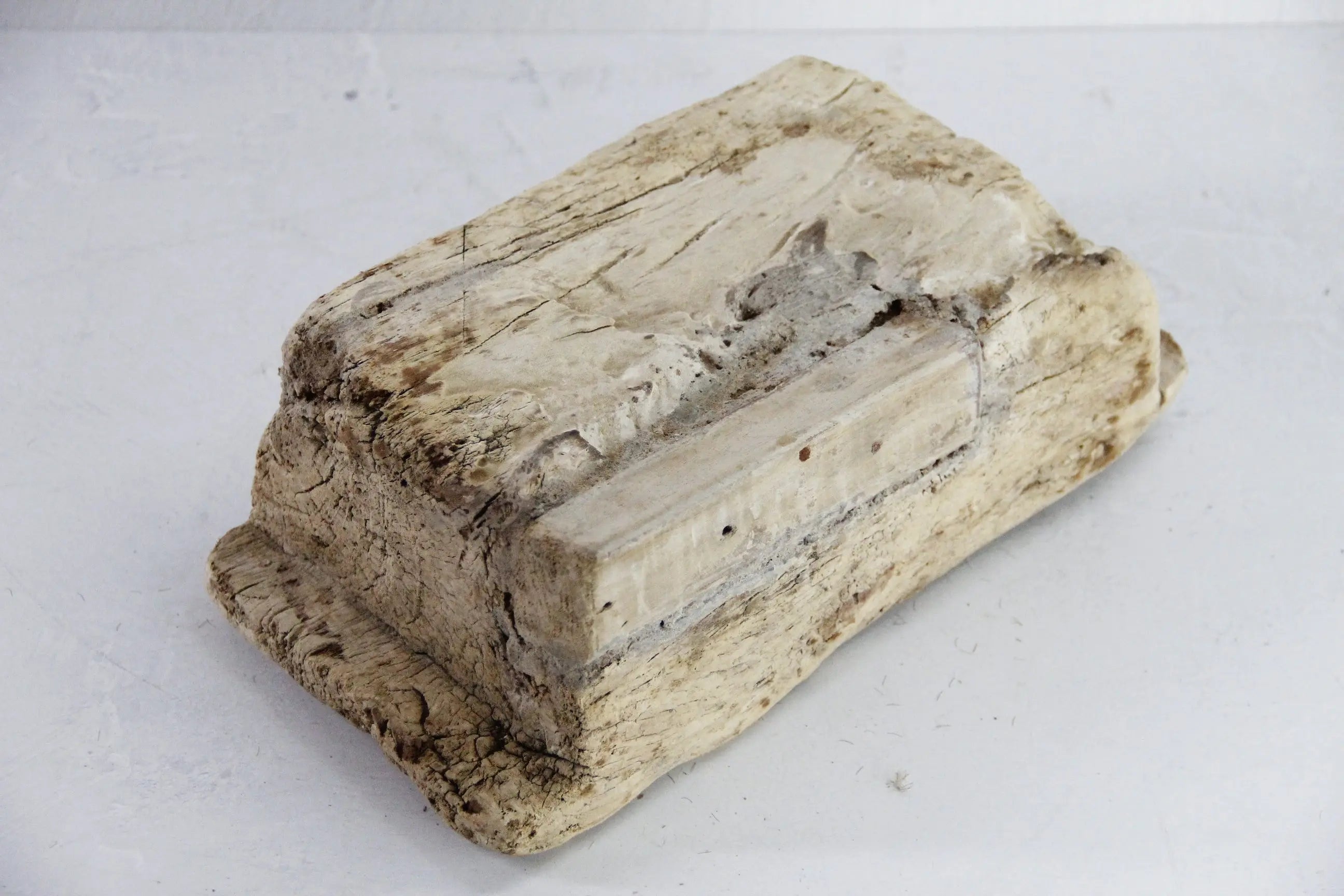 Wooden Trough | Antique Elm Hand Carved Small Vessel  Debra Hall Lifestyle
