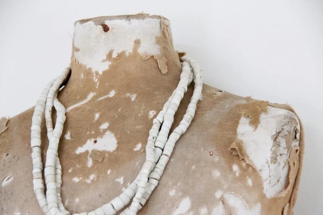 African Trade Beads | Carved White Natural Coral Strand - Debra Hall Lifestyle