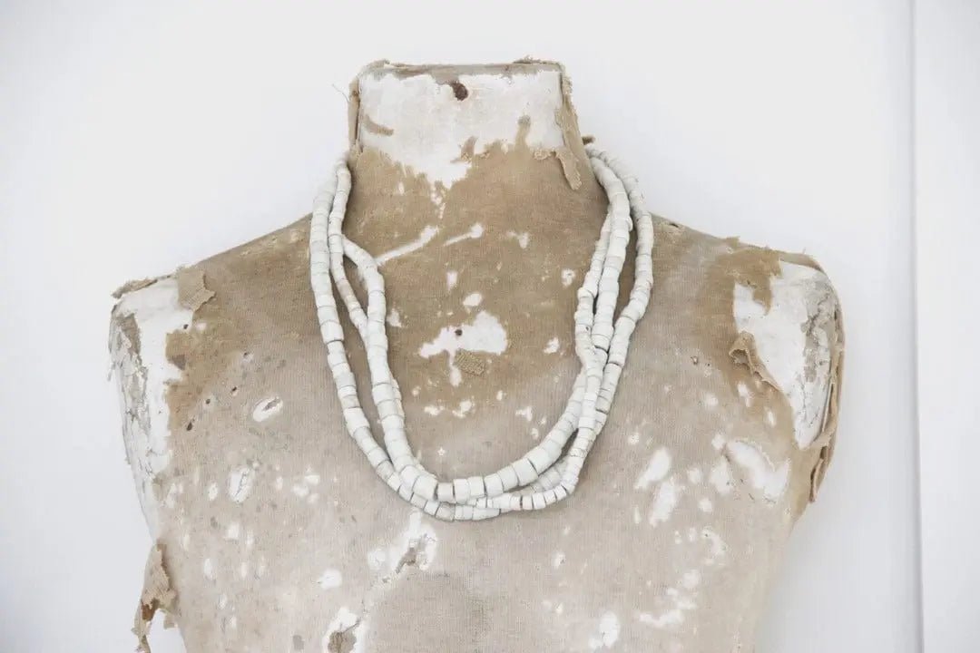 African Trade Beads | Carved White Natural Coral Strand - Debra Hall Lifestyle