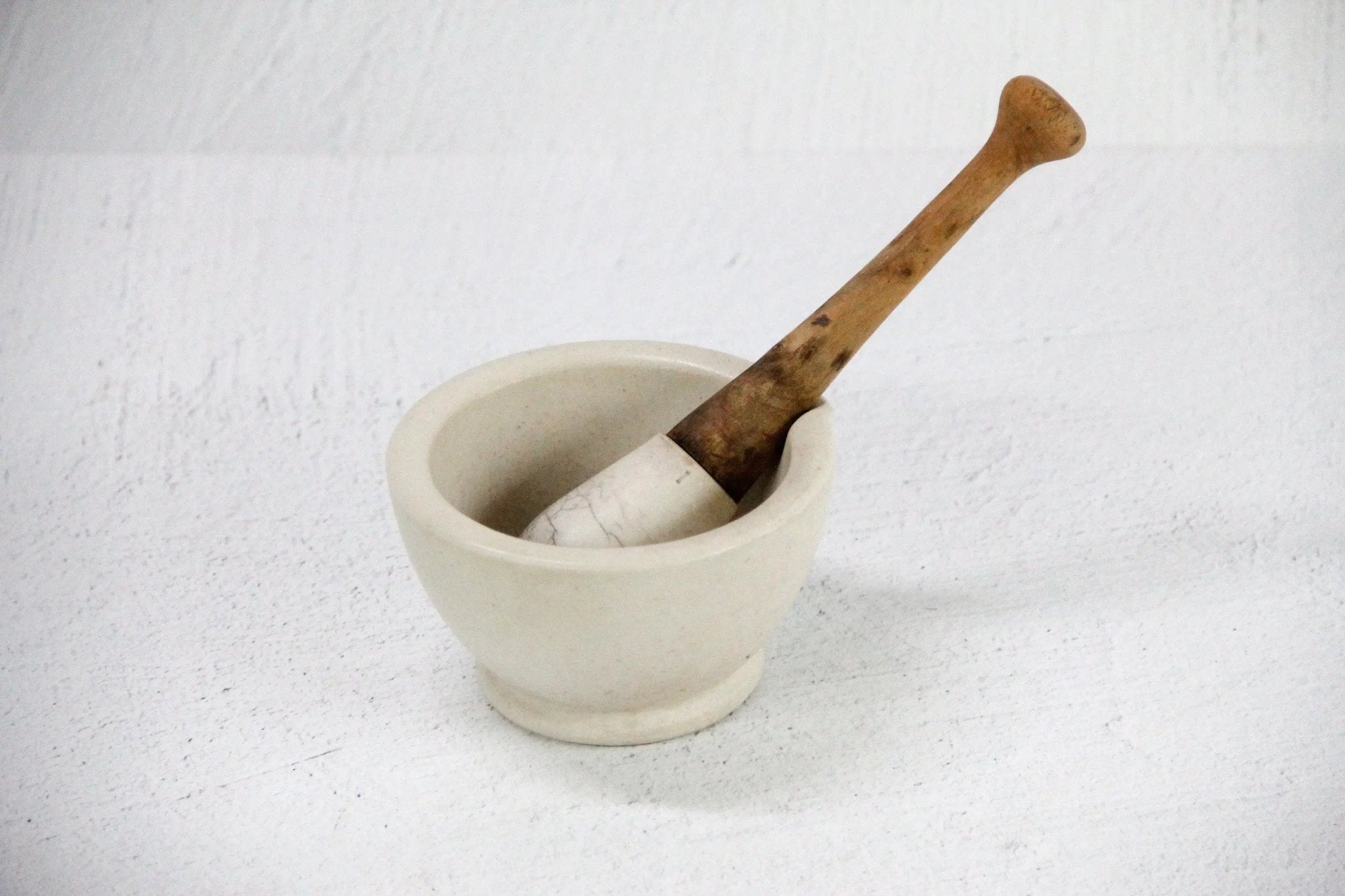 Antique Apothecary Mortar and Pestle | Matte Porcelain Stone - Debra Hall Lifestyle