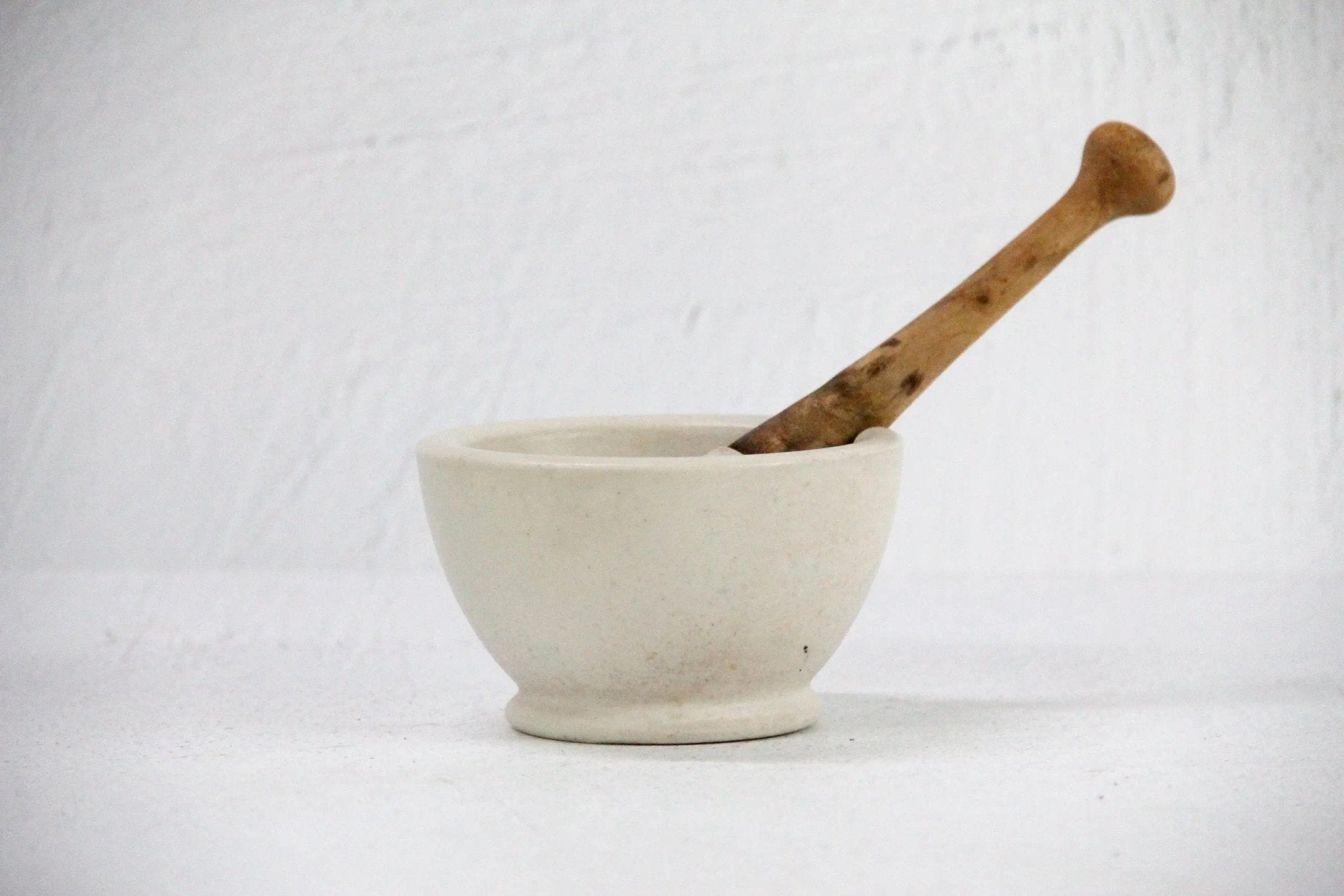 Antique Apothecary Mortar and Pestle | Matte Porcelain Stone - Debra Hall Lifestyle