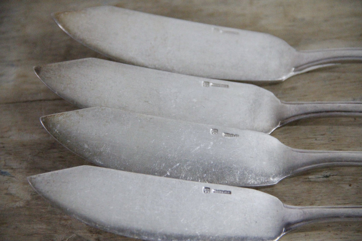 Antique Boulenger French Silverplate Fish Flatware Set of 17 - Debra Hall Lifestyle