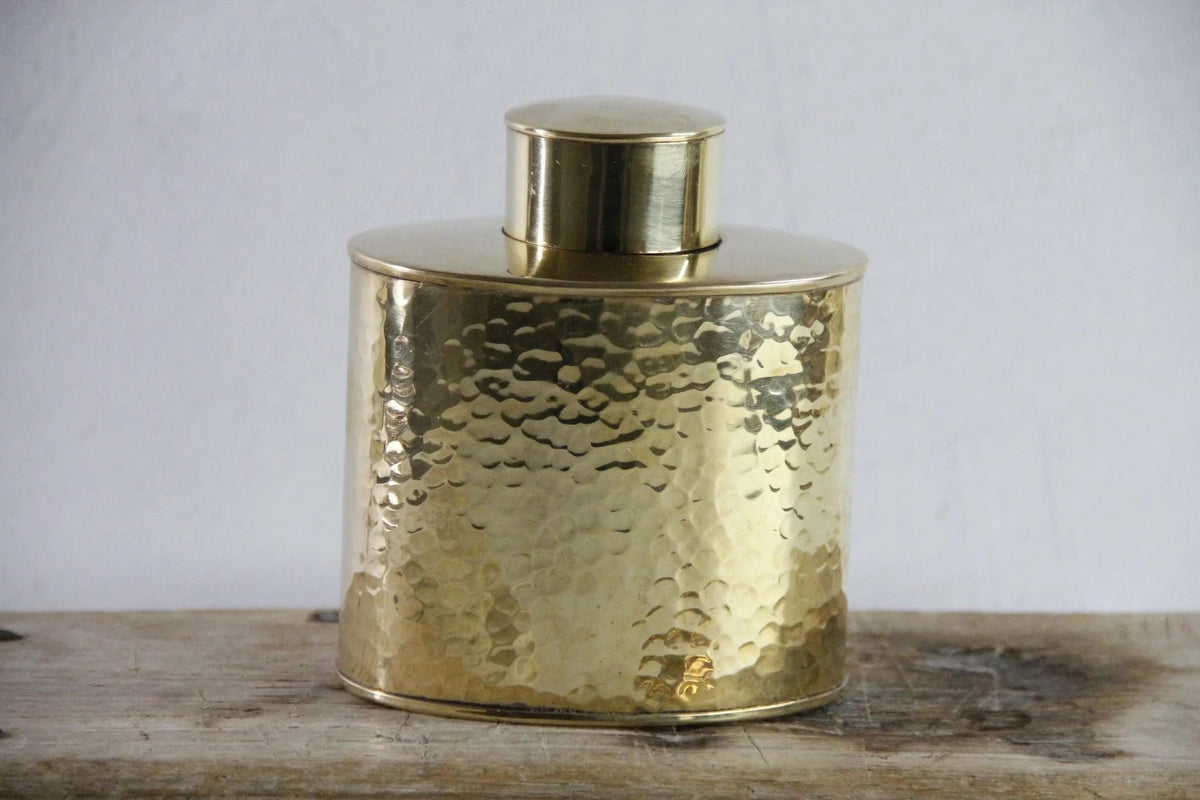 Antique Brass Tea Caddy England | Hand Hammered Stamped - Debra Hall Lifestyle