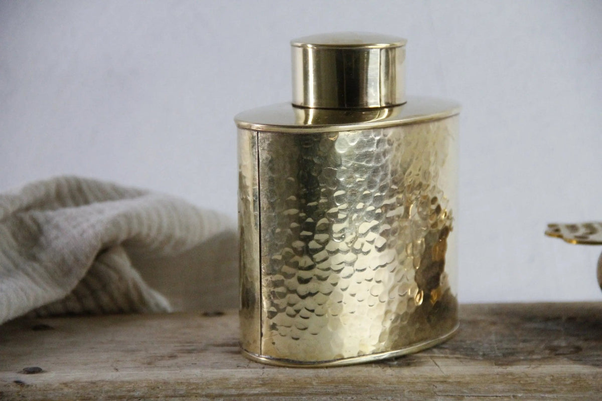 Antique Brass Tea Caddy England | Hand Hammered Stamped - Debra Hall Lifestyle