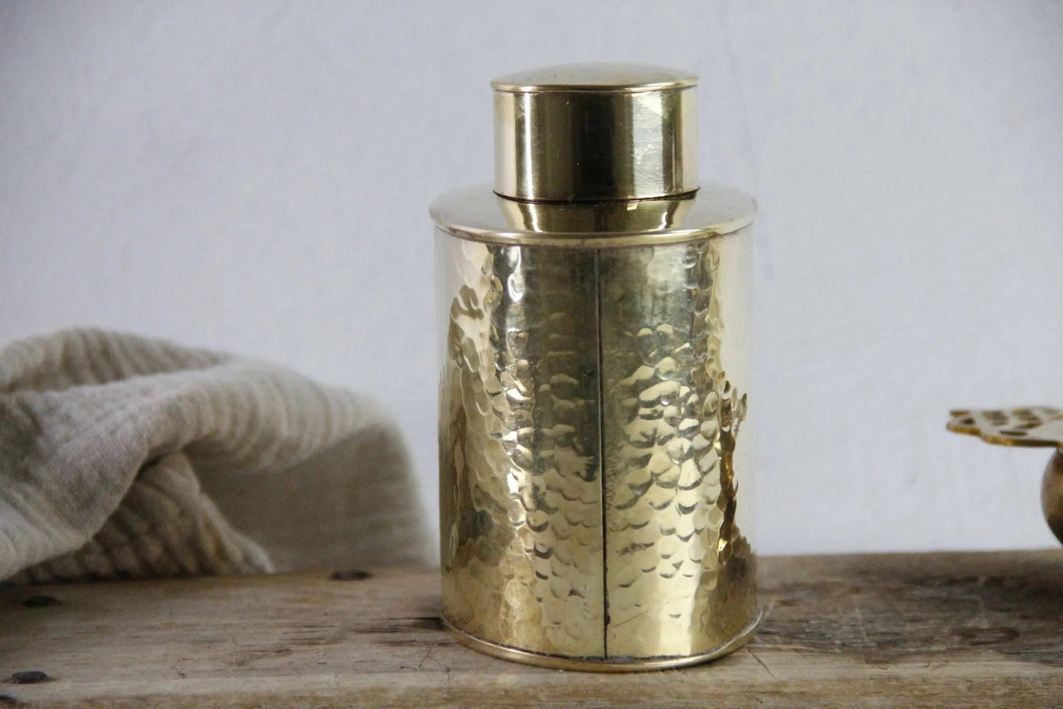 Antique Brass Tea Caddy England | Hand Hammered Stamped - Debra Hall Lifestyle