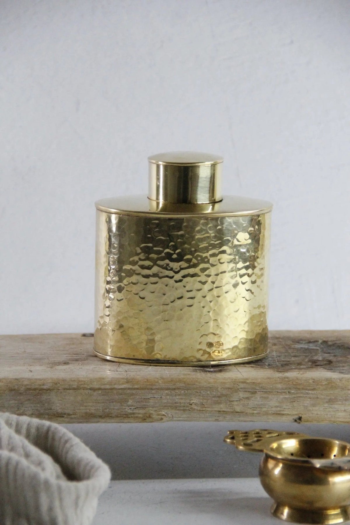 Antique Brass Tea Caddy England | Hand Hammered Stamped - Debra Hall Lifestyle
