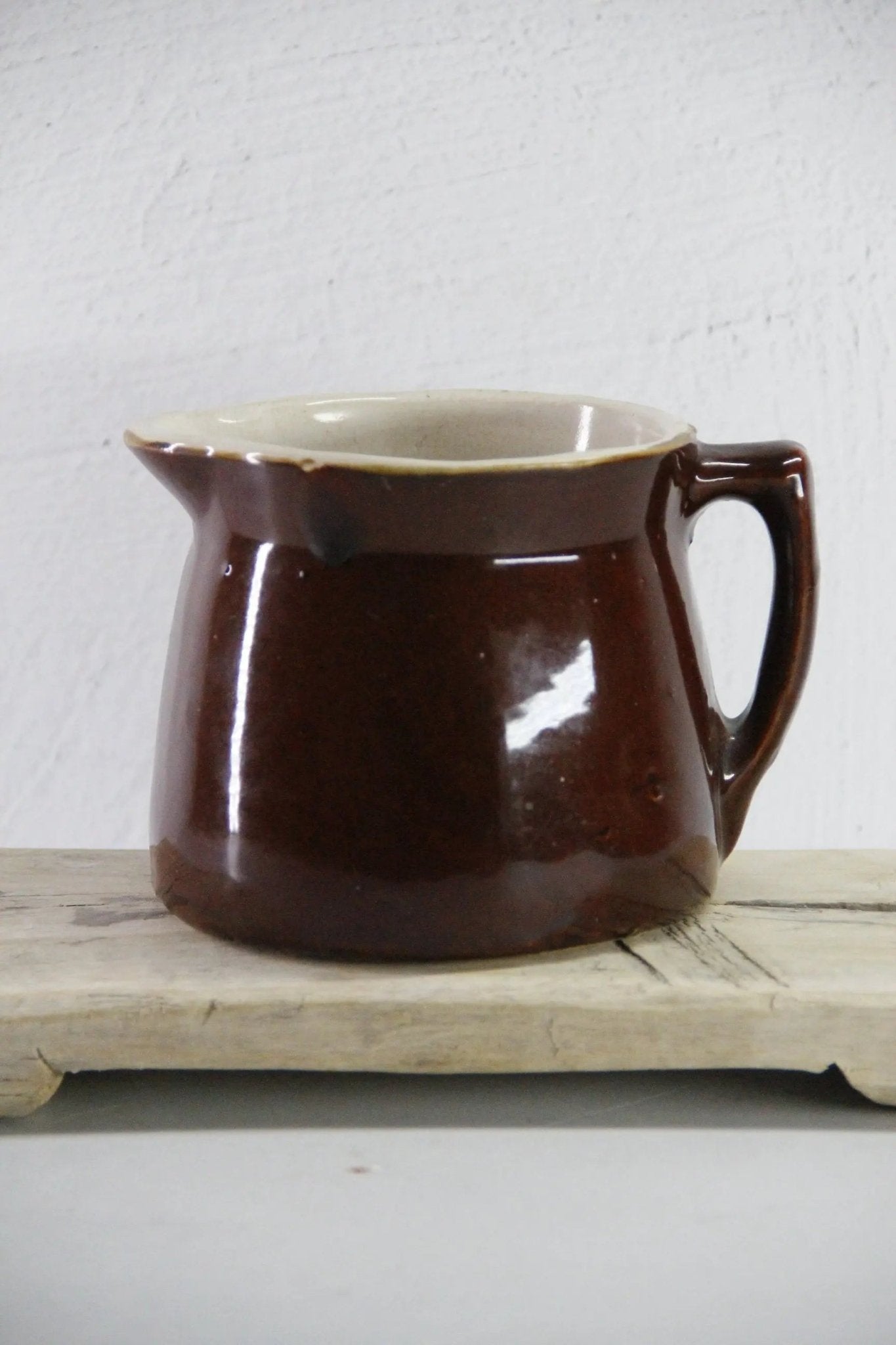 Antique Brown Stoneware Pitcher | Albany Slip 32 0z - Debra Hall Lifestyle