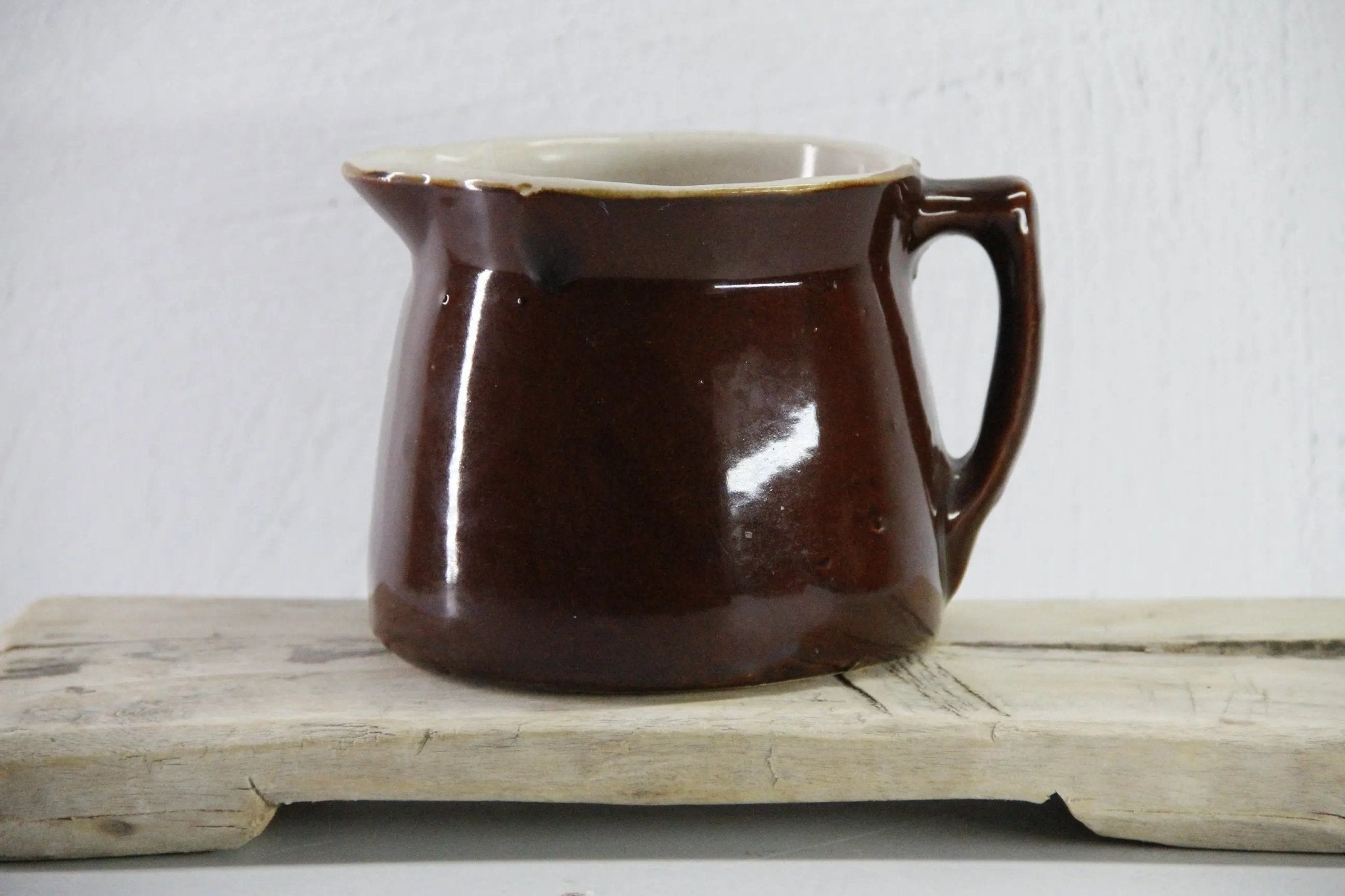 Antique Brown Stoneware Pitcher | Albany Slip 32 0z - Debra Hall Lifestyle