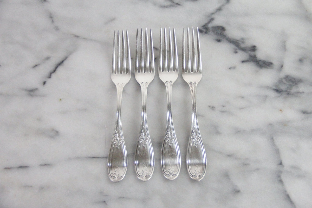 Antique Coin Silver Forks Set of 4 H.M. Ordway 19th Century - Debra Hall Lifestyle