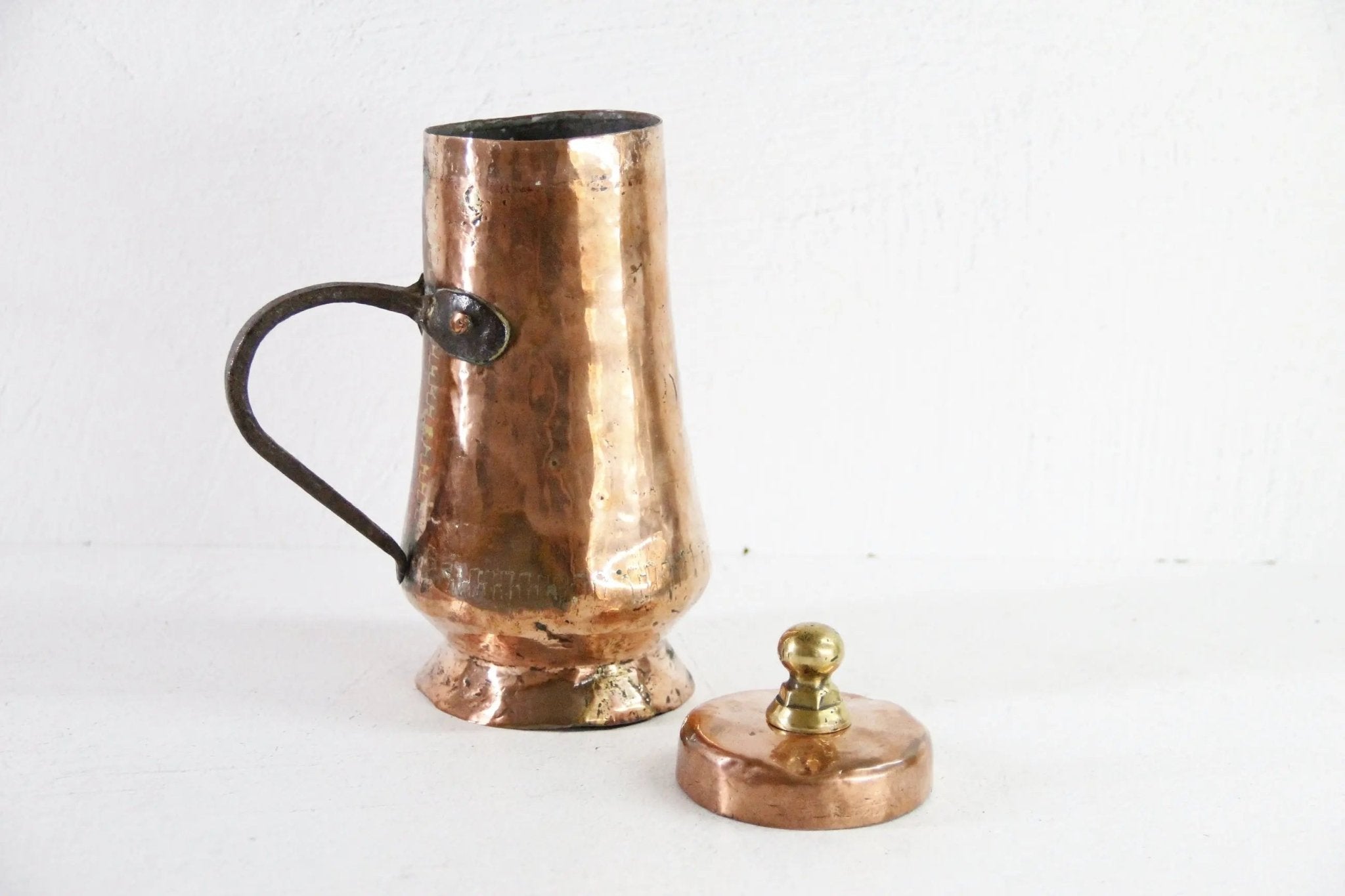 Antique Copper Coffee Pot | Handmade 19th C. French Kettle - Debra Hall Lifestyle