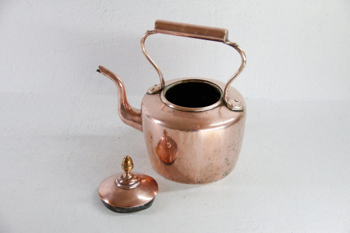 Antique Copper Kettle Georgian | 19th C. English Dovetailed - Debra Hall Lifestyle