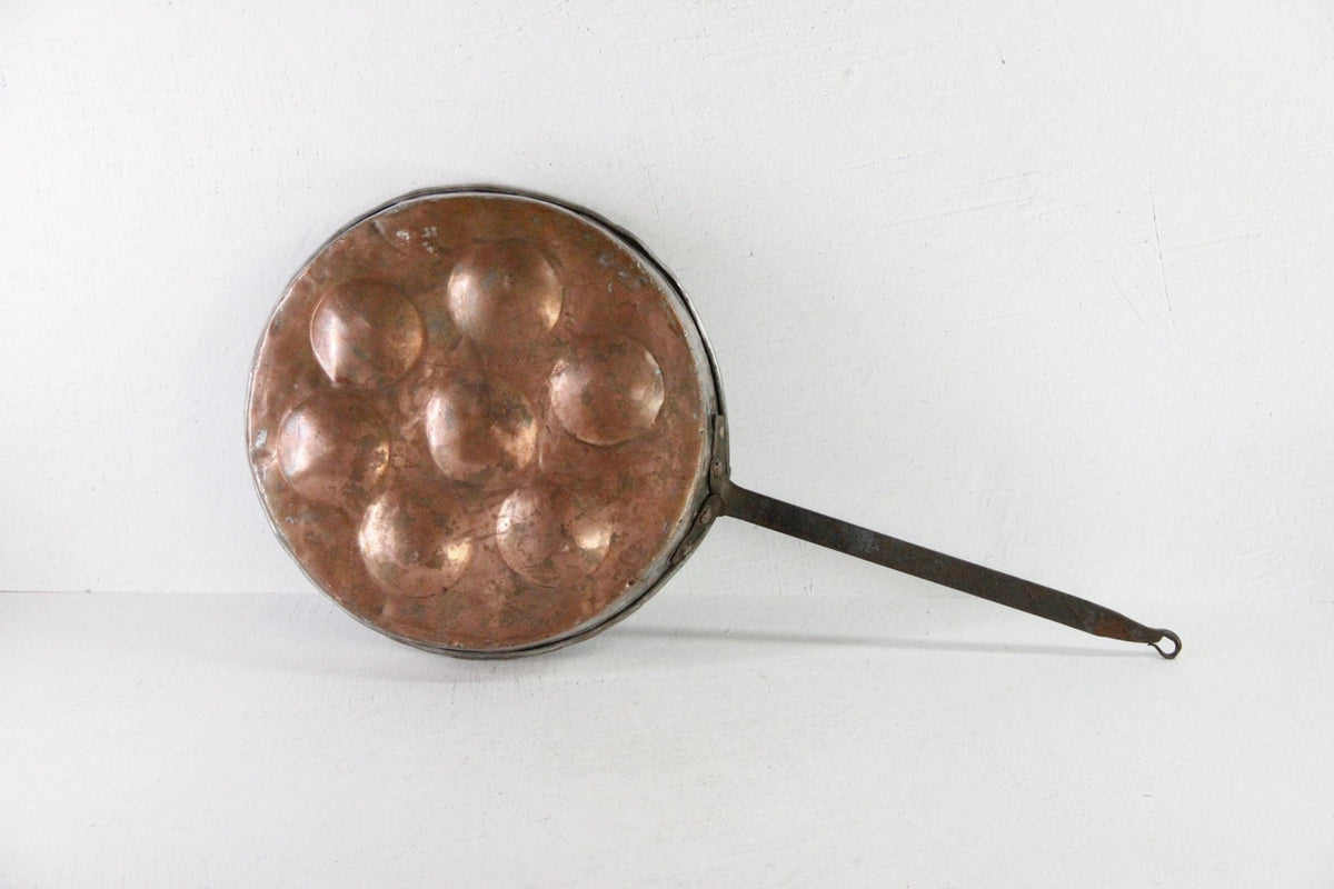 Antique Copper Pan | Egg/Escargot Poaching with Handle - Debra Hall Lifestyle