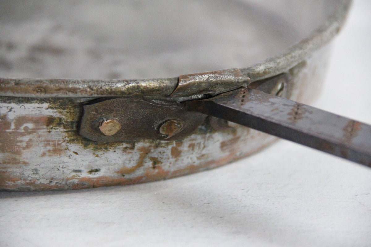 Antique Copper Pan | Egg/Escargot Poaching with Handle - Debra Hall Lifestyle