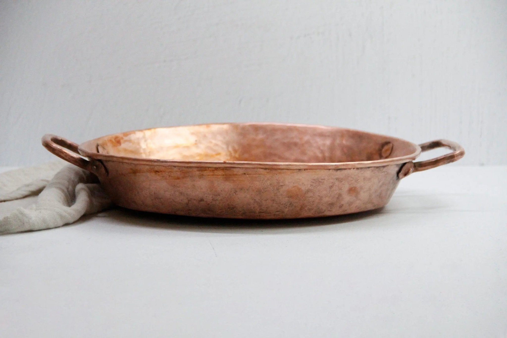Antique Copper Pan | Hammered Two Handles Cookware - Debra Hall Lifestyle