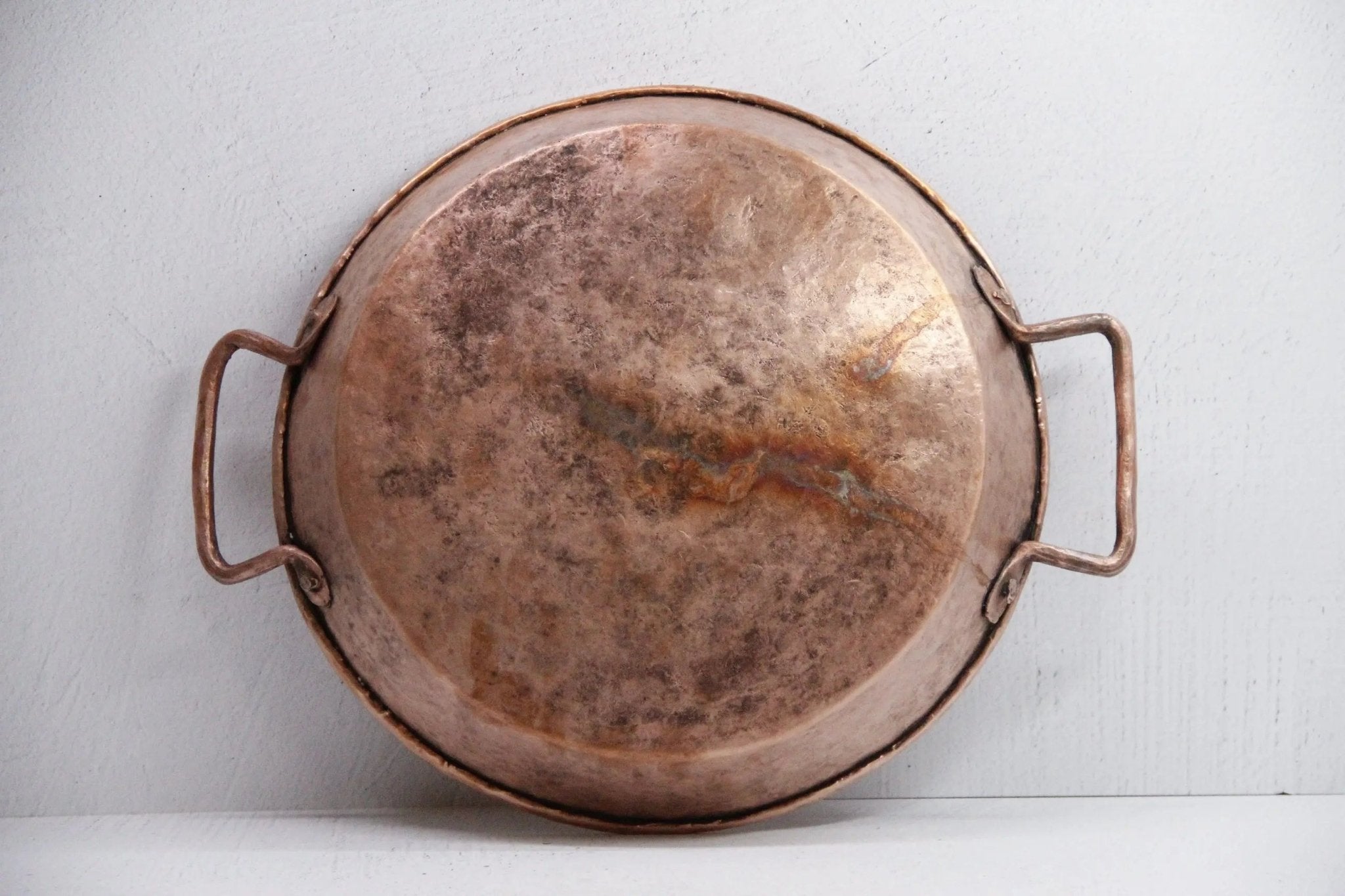 Antique Copper Pan | Hammered Two Handles Cookware - Debra Hall Lifestyle