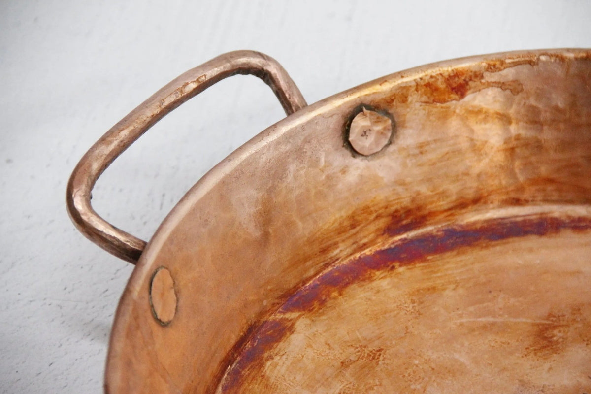 Antique Copper Pan | Hammered Two Handles Cookware - Debra Hall Lifestyle