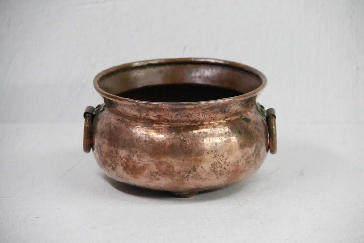 Antique Copper Planter Dovetailed Pot | Handles-Footed - Debra Hall Lifestyle