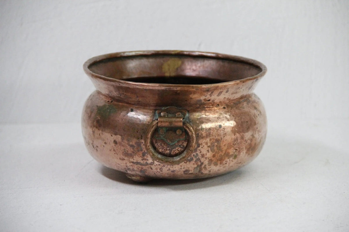 Antique Copper Planter Dovetailed Pot | Handles-Footed - Debra Hall Lifestyle