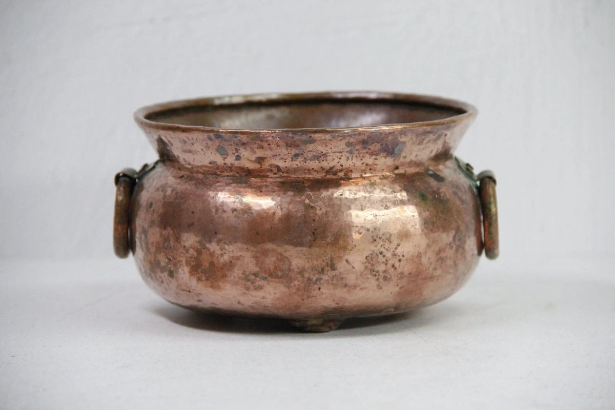 Antique Copper Planter Dovetailed Pot | Handles-Footed - Debra Hall Lifestyle