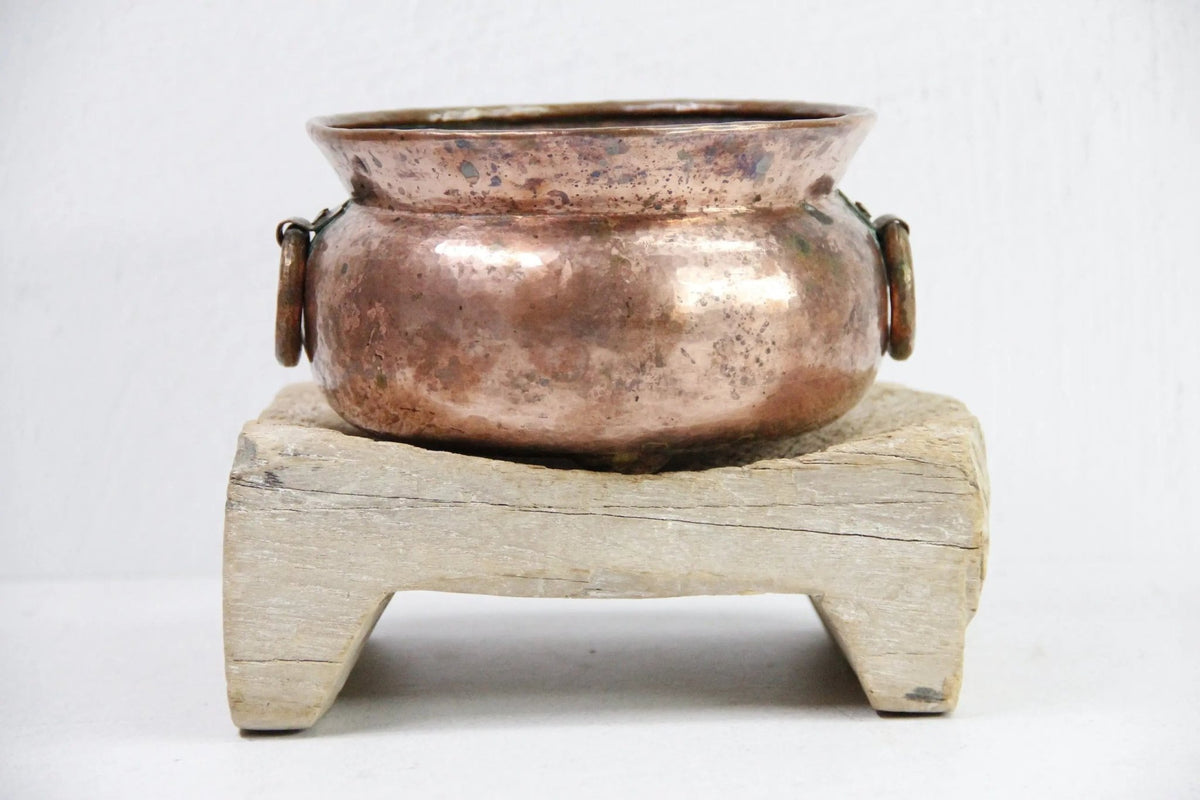 Antique Copper Planter Dovetailed Pot | Handles-Footed - Debra Hall Lifestyle