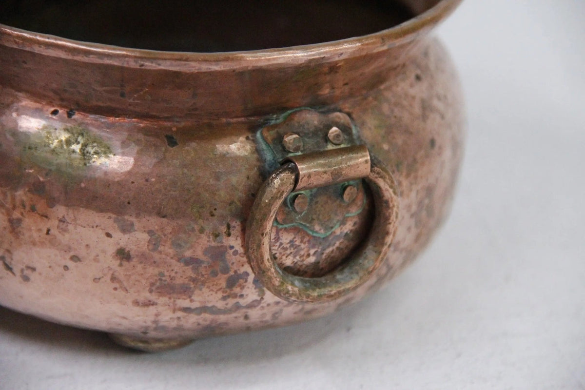Antique Copper Planter Dovetailed Pot | Handles-Footed - Debra Hall Lifestyle