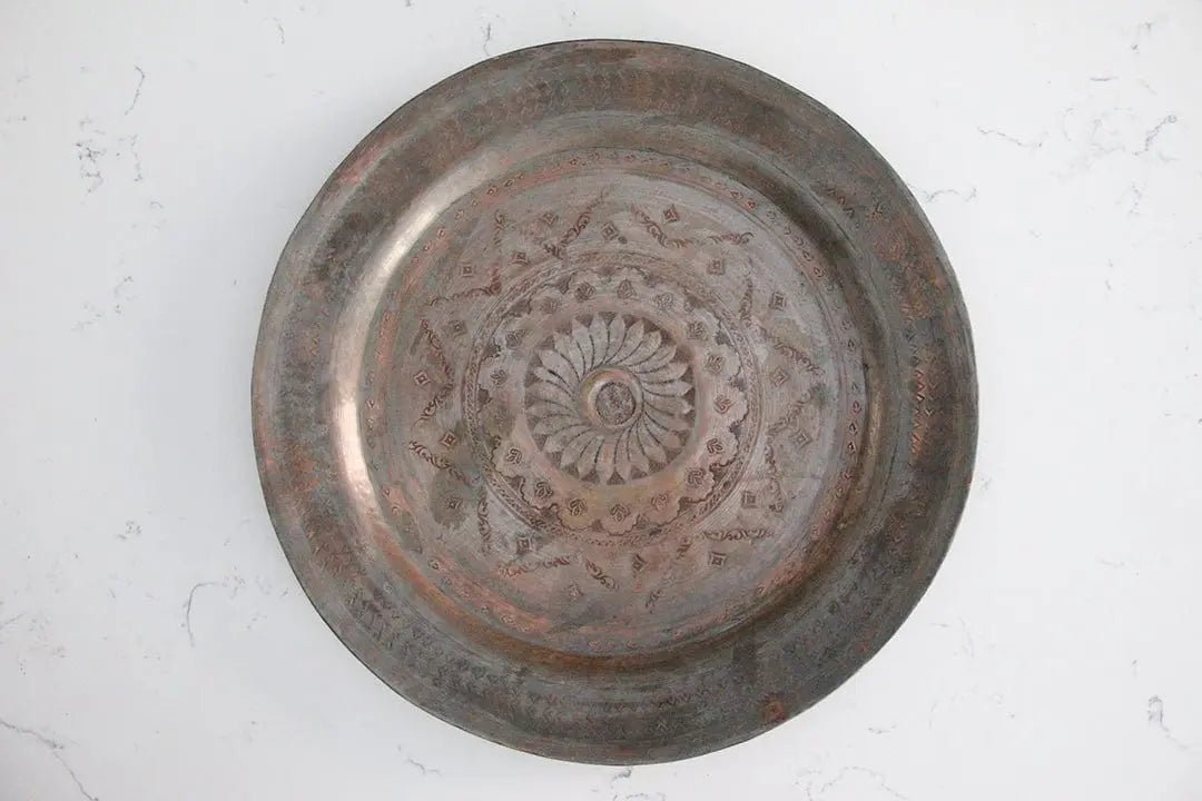 Antique Copper Tray | Incised Moroccan Gallery-Bar Tray - Debra Hall Lifestyle