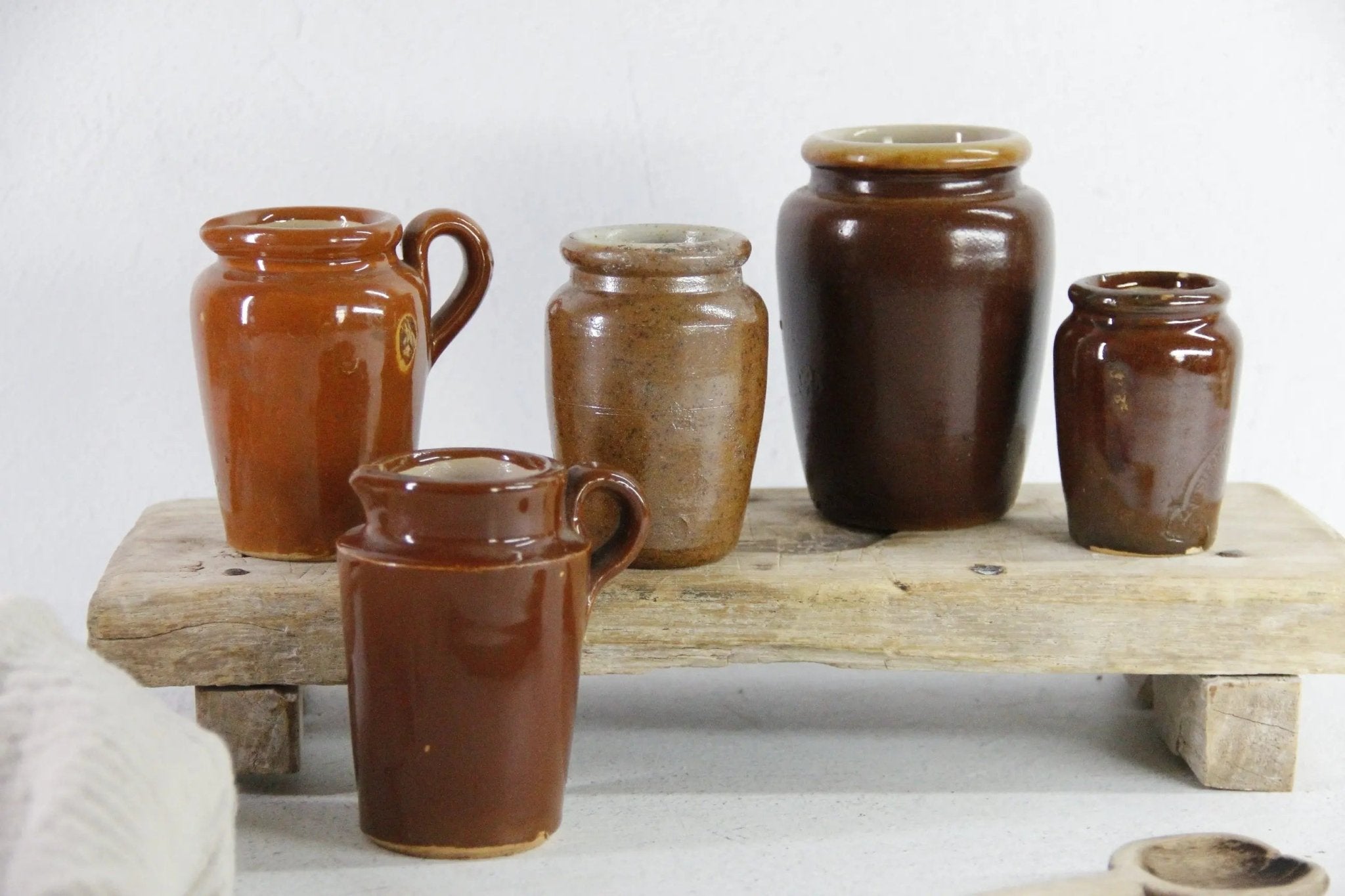 Antique Cream Pot | Assorted Stoneware Cream Pitcher - Debra Hall Lifestyle