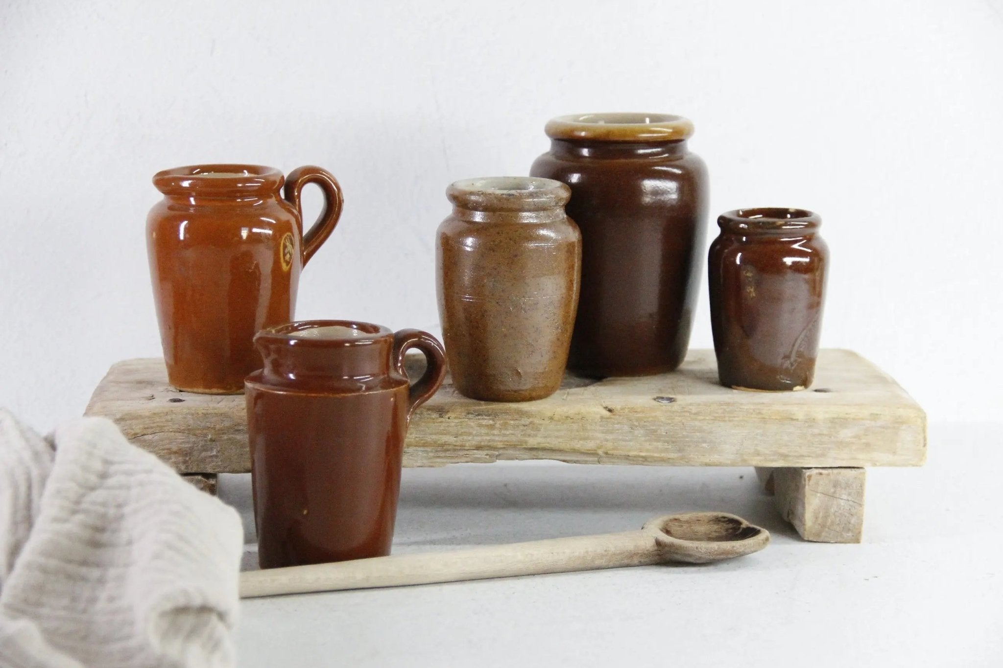 Antique Cream Pot | Assorted Stoneware Cream Pitcher - Debra Hall Lifestyle