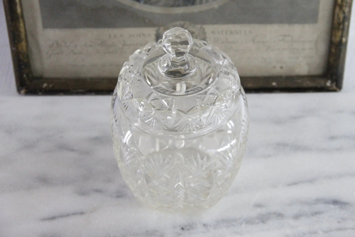 Antique Cut Crystal Biscuit Jar | Lidded Storage Vessel - Debra Hall Lifestyle