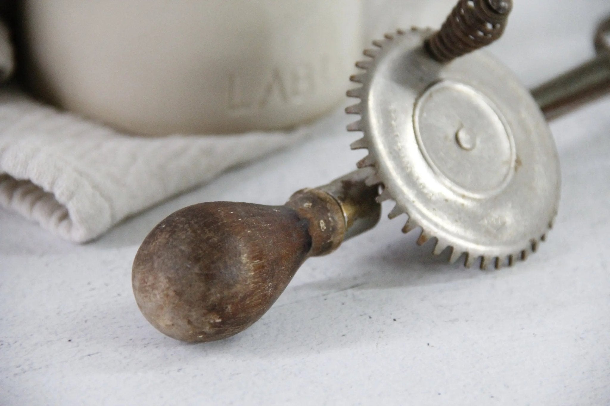 Antique Egg Beater | Farmhouse Kitchen Hand Mixer - Debra Hall Lifestyle